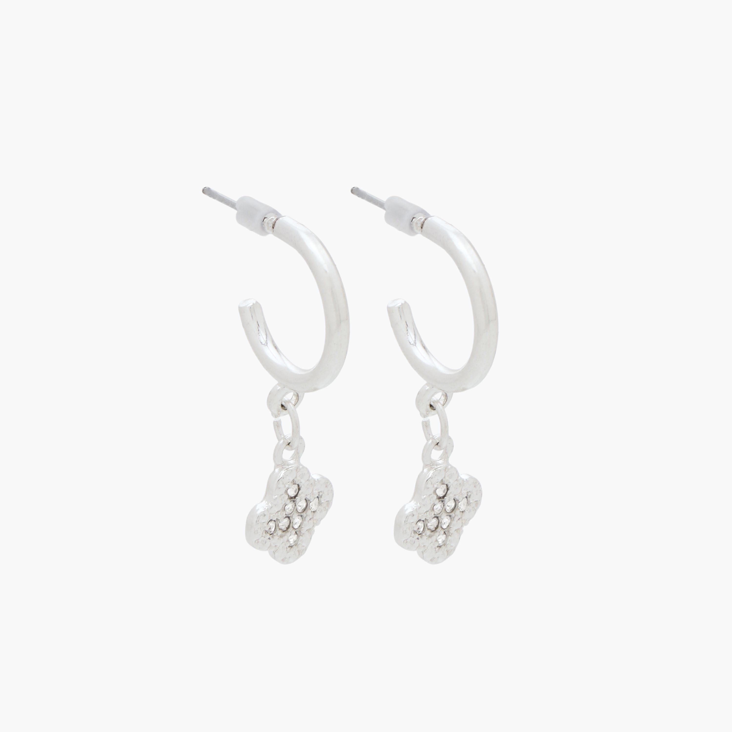 Gloo Pack of 3 Silver Finish Clover Embellished Earrings with Pushback Closure-women-watchesandjewellery-jewellery-earrings-image-3