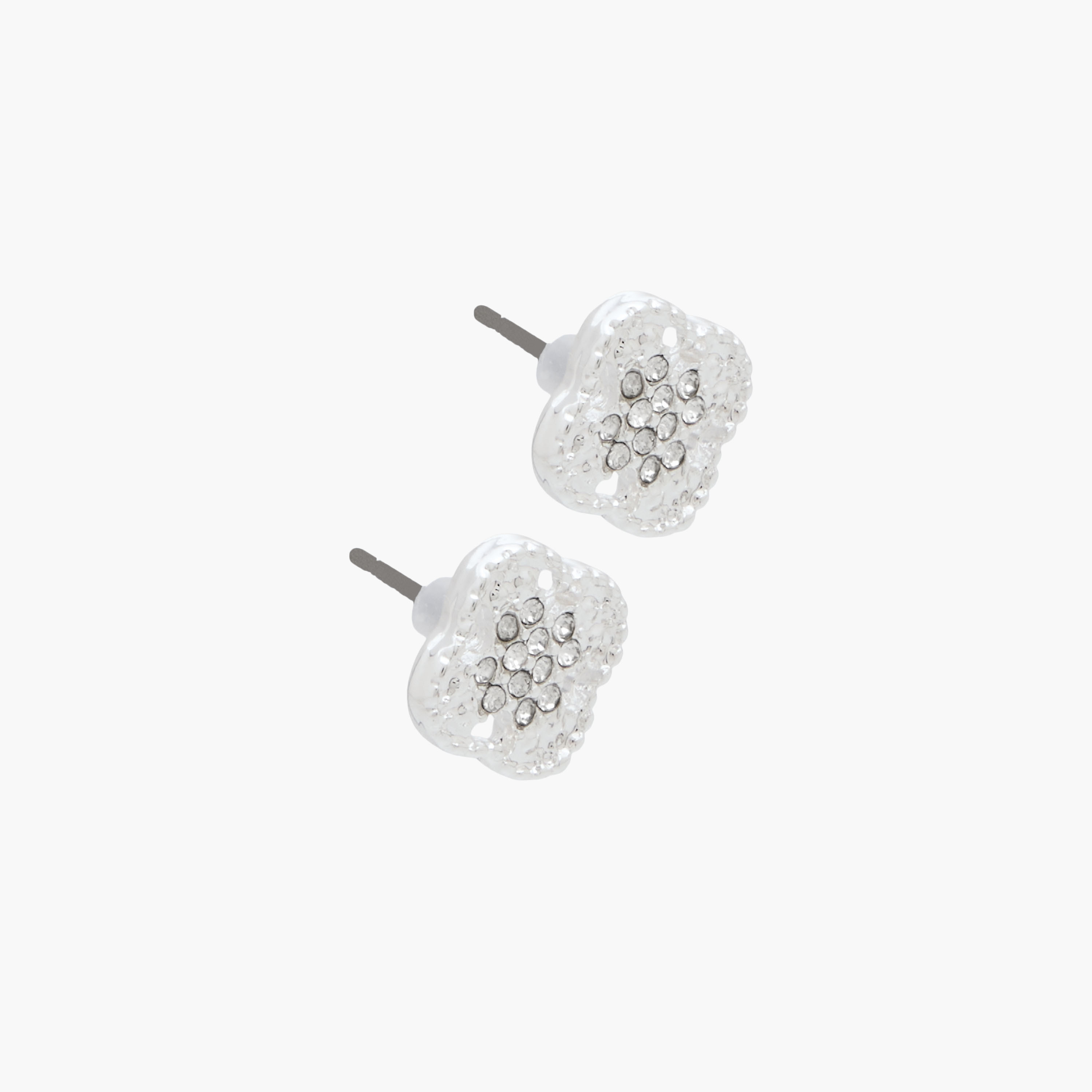 Gloo Pack of 3 Silver Finish Clover Embellished Earrings with Pushback Closure-women-watchesandjewellery-jewellery-earrings-image-4