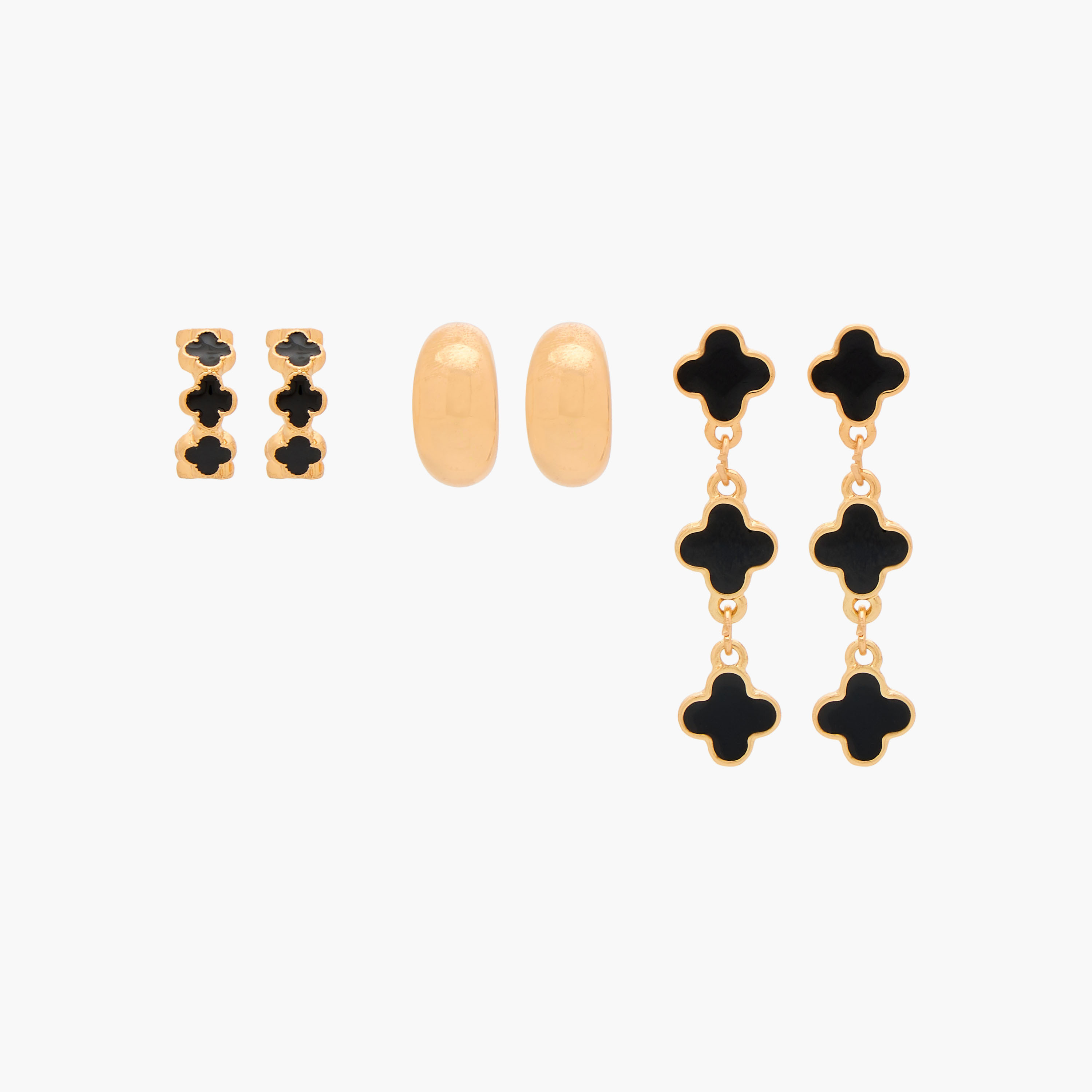 Gloo Pack of 3 Gold Finish Assorted Earrings with Pushback Closure-women-watchesandjewellery-jewellery-earrings-image-1