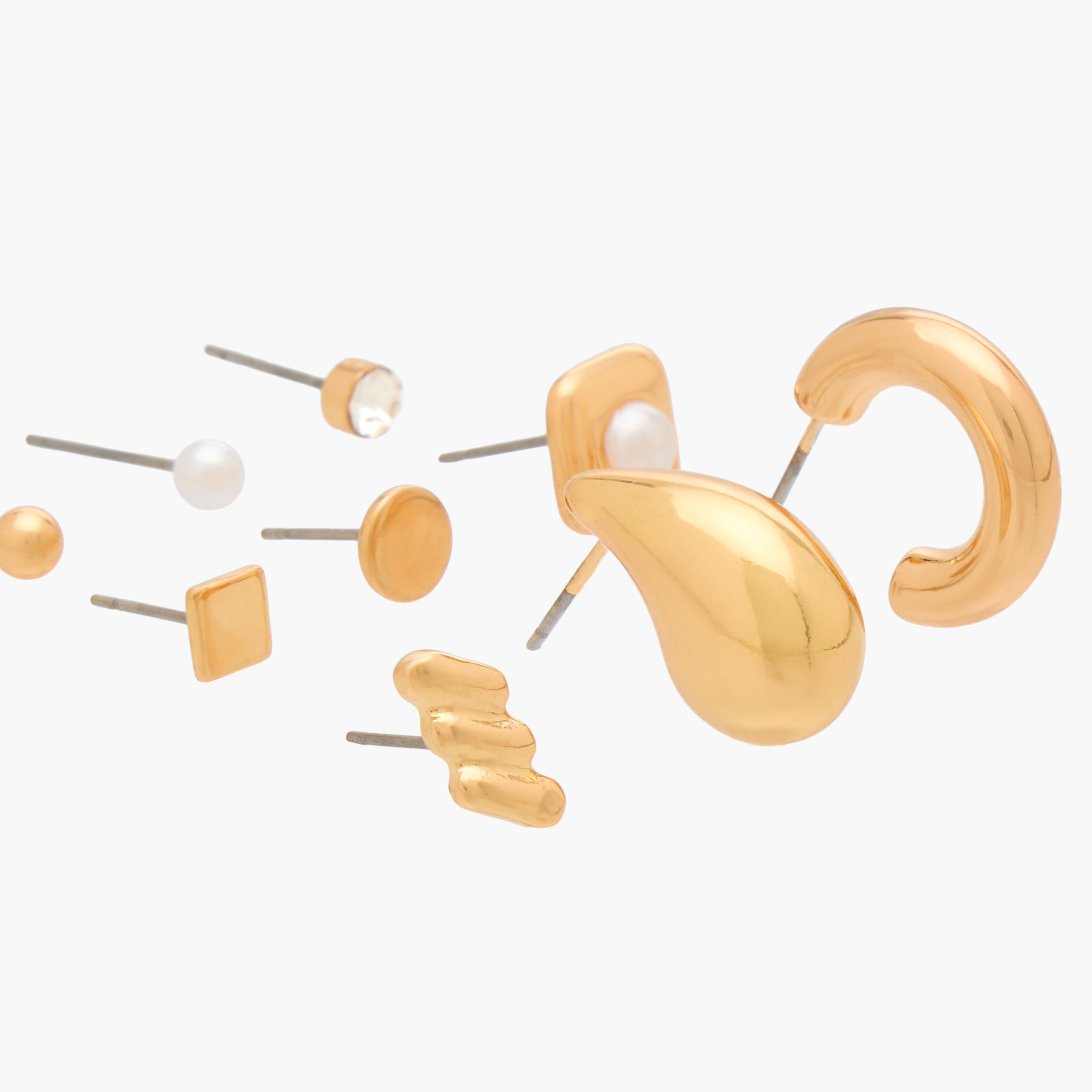 Gloo Pack of 9 Gold Finish Assorted Earrings with Pushback Closure-women-watchesandjewellery-jewellery-earrings-image-3