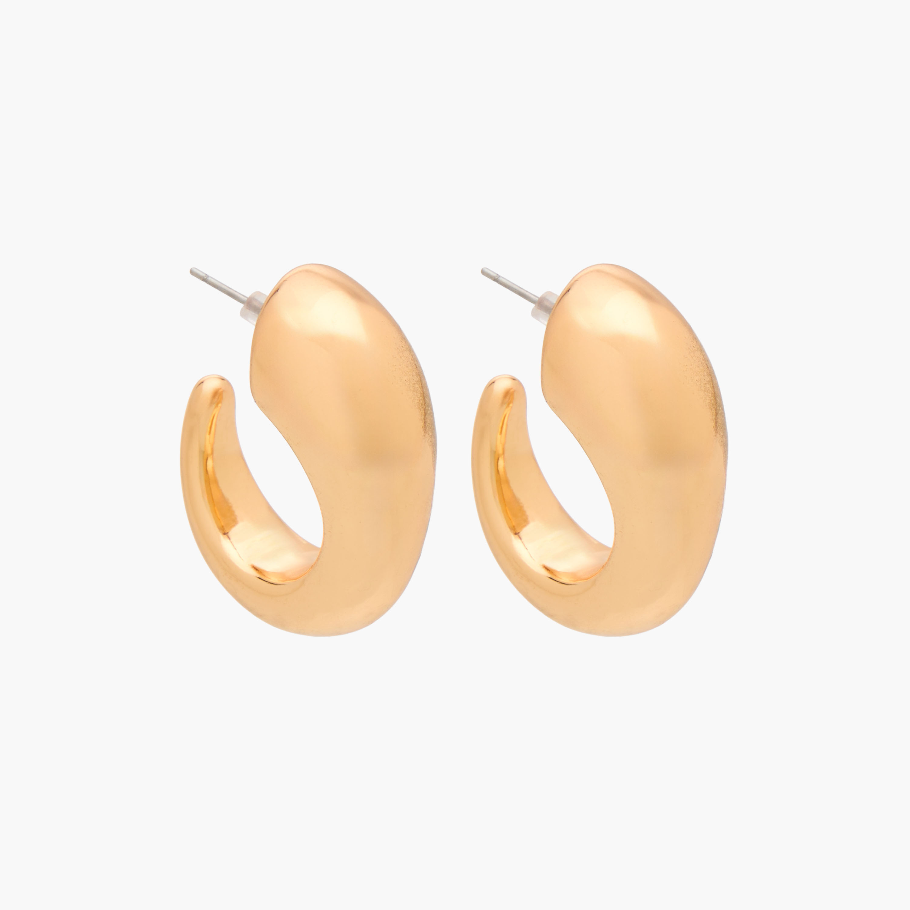 Gloo Pack of 2 Gold Finish Chunky Hoop Earrings with Pushback Closure-women-watchesandjewellery-jewellery-earrings-image-2