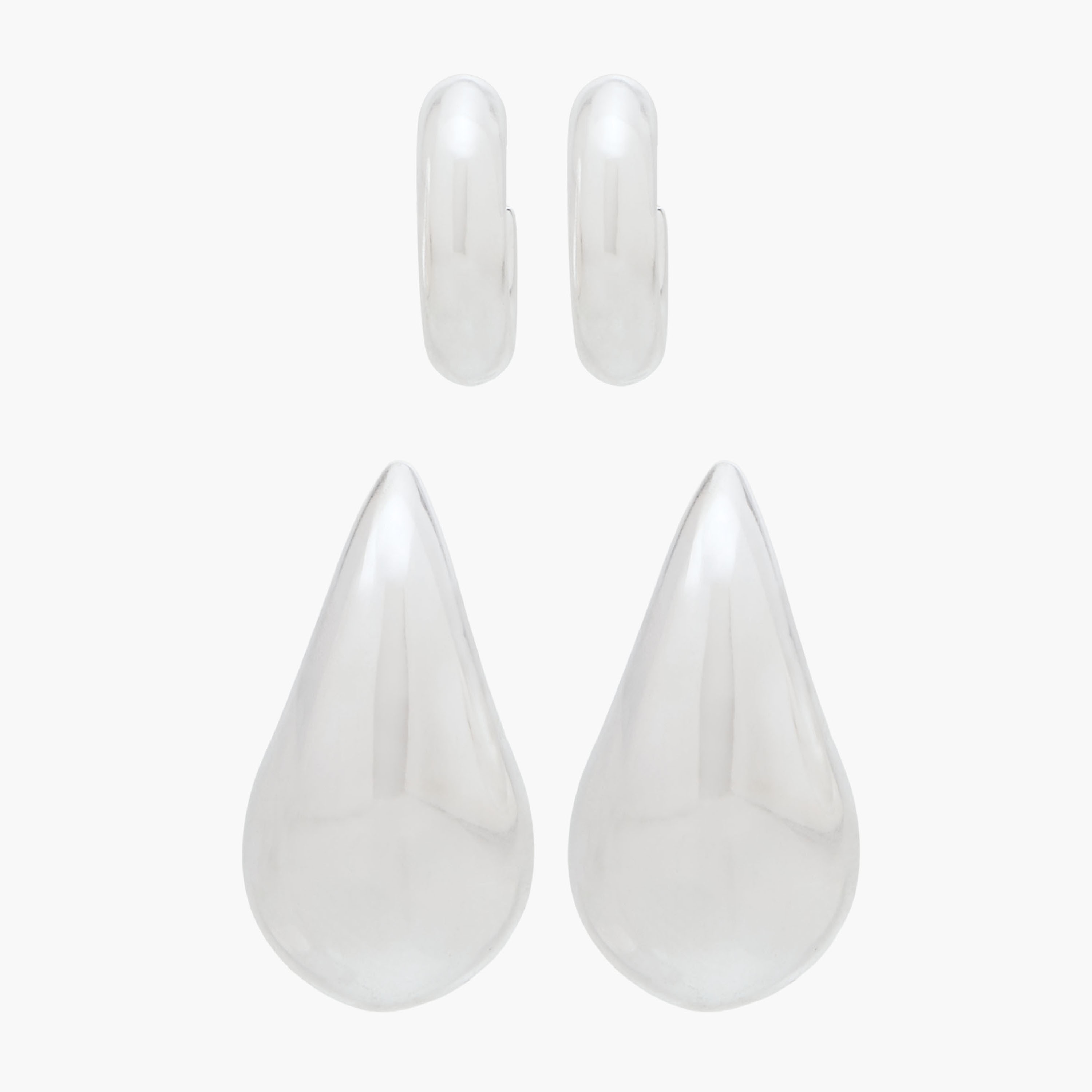Gloo Pack of 2 Silver Finish Hoop Earrings with Pushback Closure-women-watchesandjewellery-jewellery-earrings-image-1