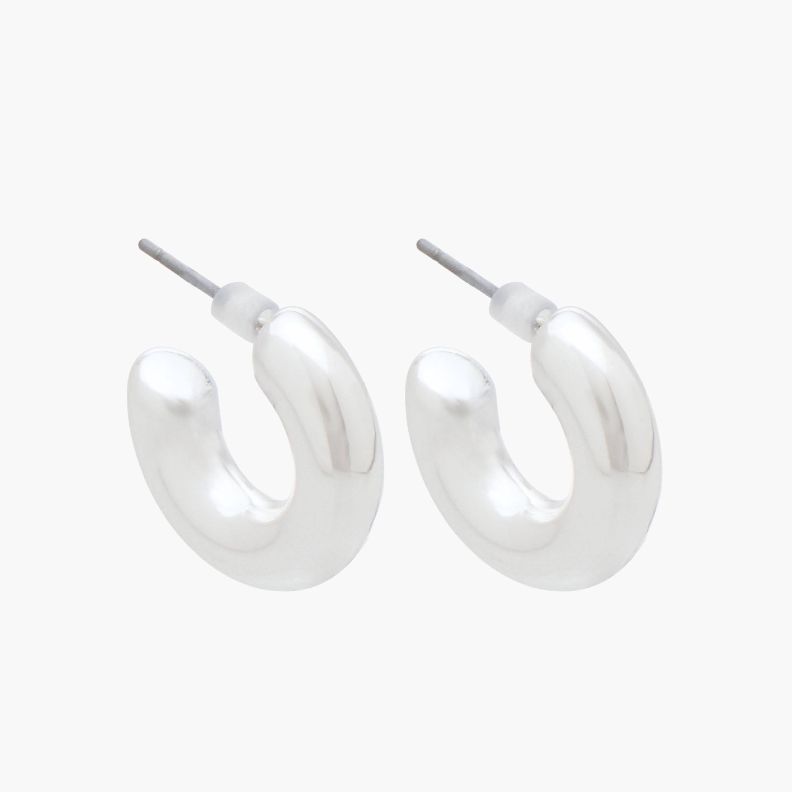 Gloo Pack of 2 Silver Finish Hoop Earrings with Pushback Closure-women-watchesandjewellery-jewellery-earrings-image-3