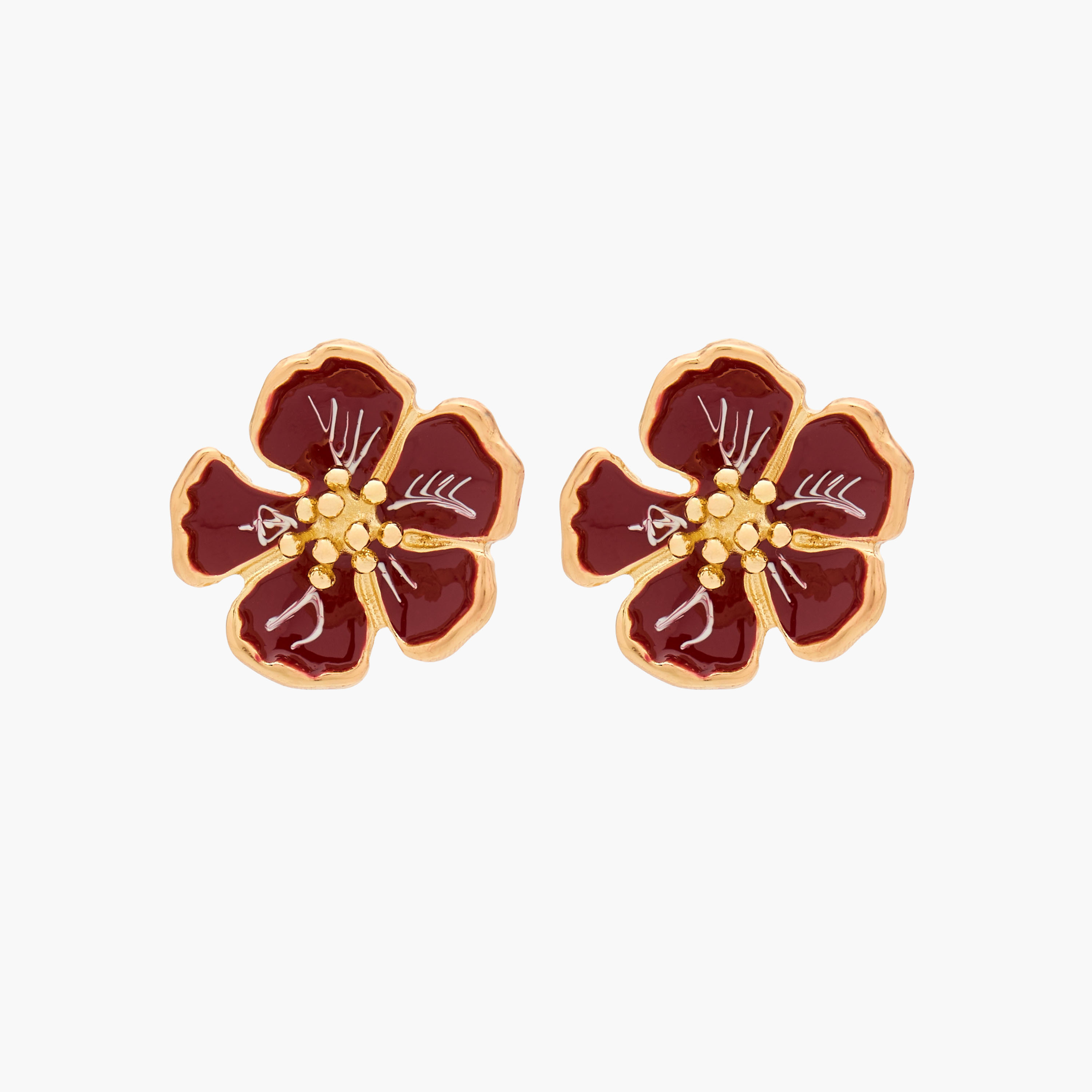 Gloo Gold Finish Floral Enamel Earrings with Pushback Closure-women-watchesandjewellery-jewellery-earrings-image-1