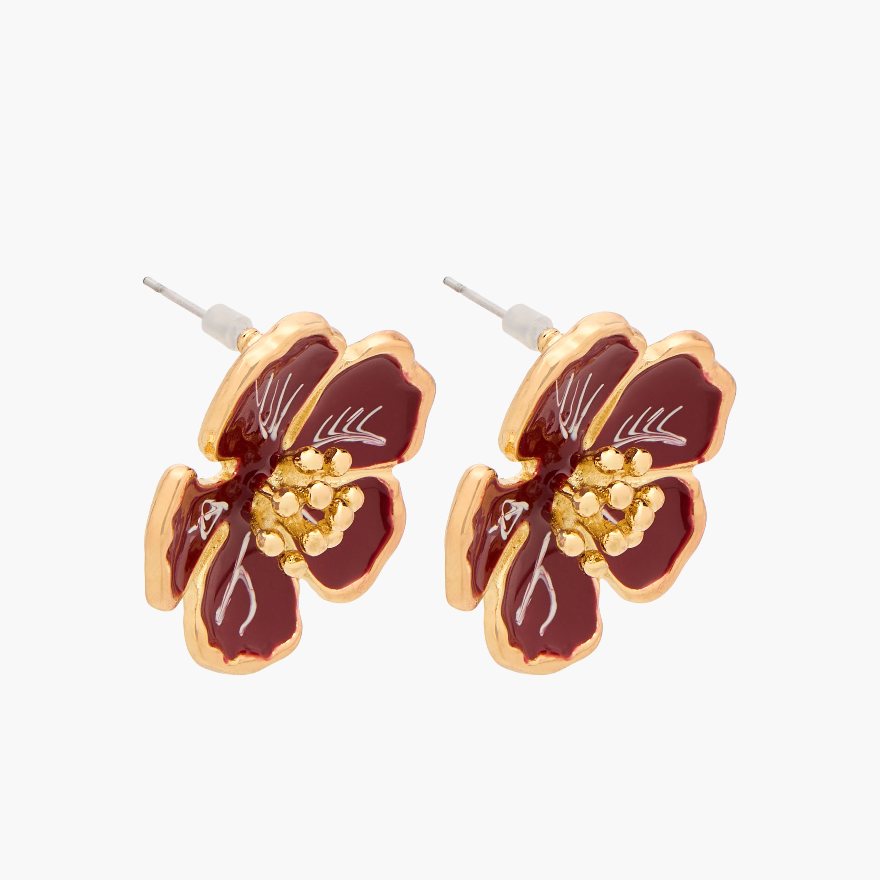 Gloo Gold Finish Floral Enamel Earrings with Pushback Closure-women-watchesandjewellery-jewellery-earrings-image-2