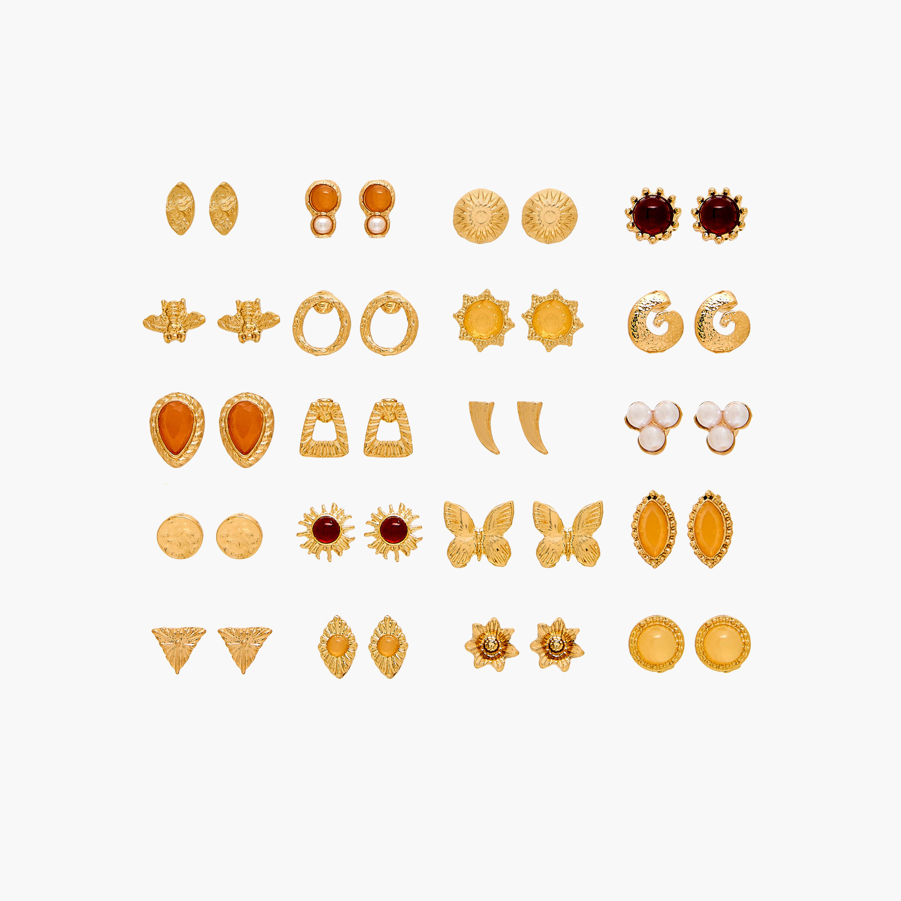Pack of 20 Gold Tone Stud Earrings with Pushback Closure-women-watchesandjewellery-jewellery-earrings-image-1