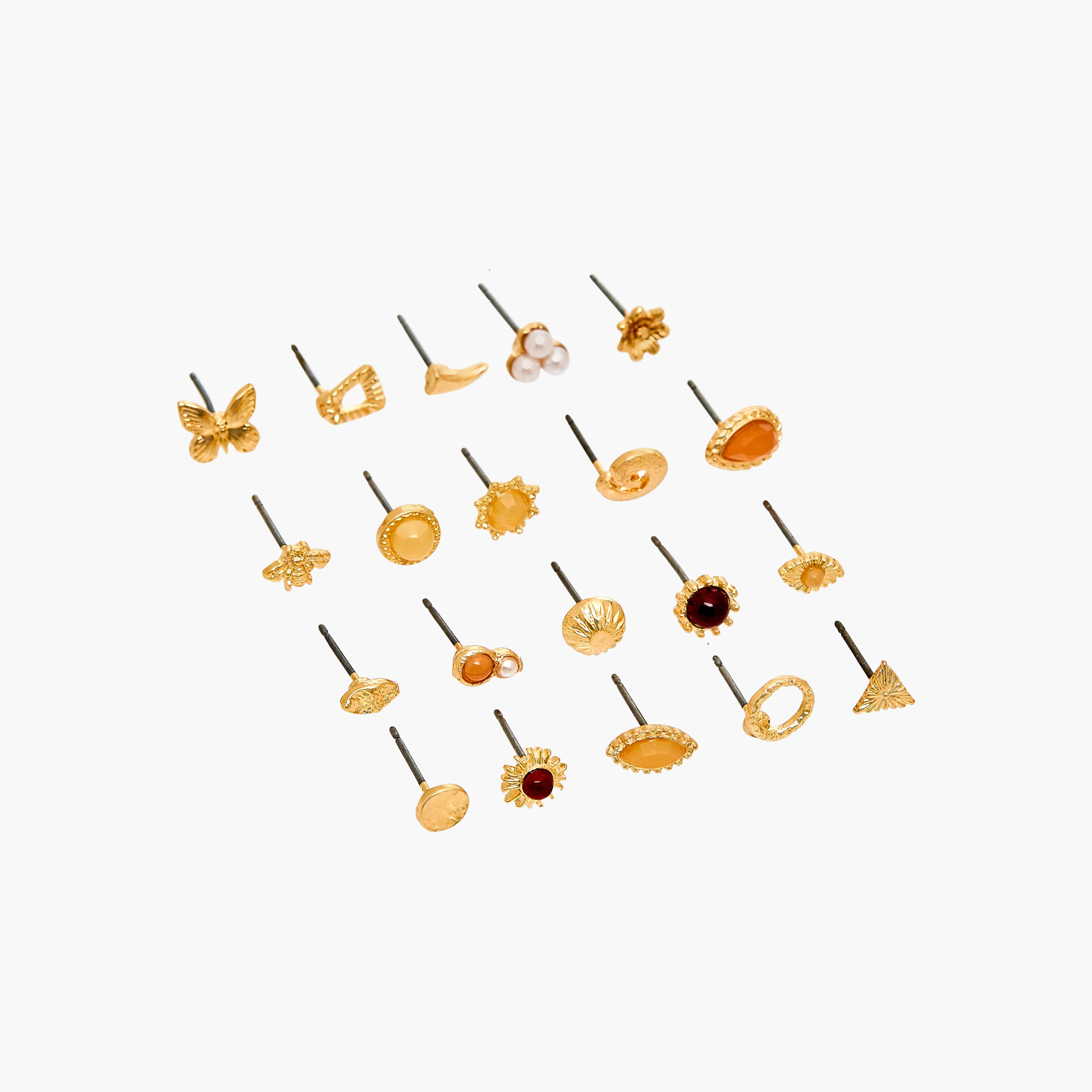 Pack of 20 Gold Tone Stud Earrings with Pushback Closure-women-watchesandjewellery-jewellery-earrings-image-3