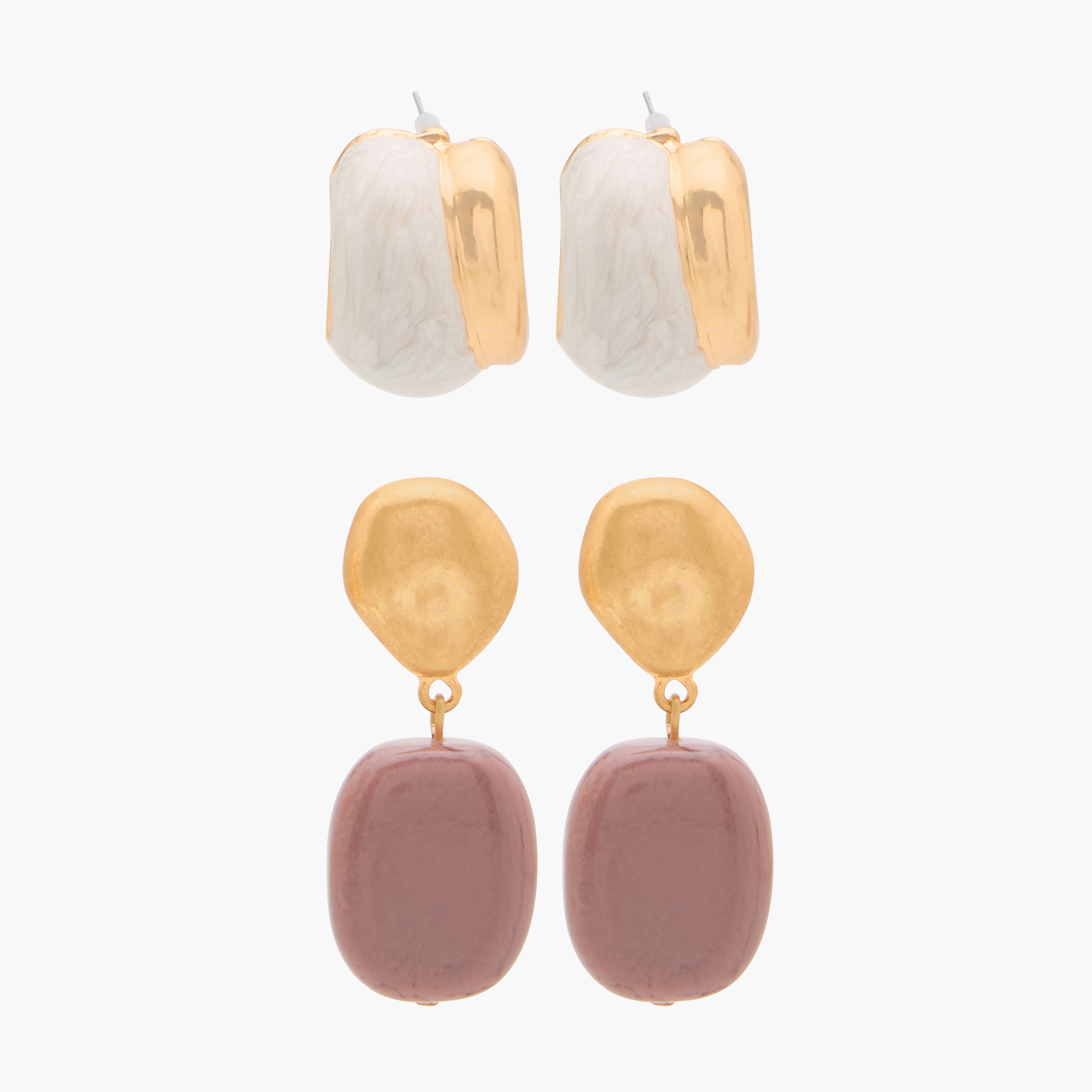 Pack of 2 Metallic Assorted Earrings with Pushback Closure-women-watchesandjewellery-jewellery-earrings-image-1