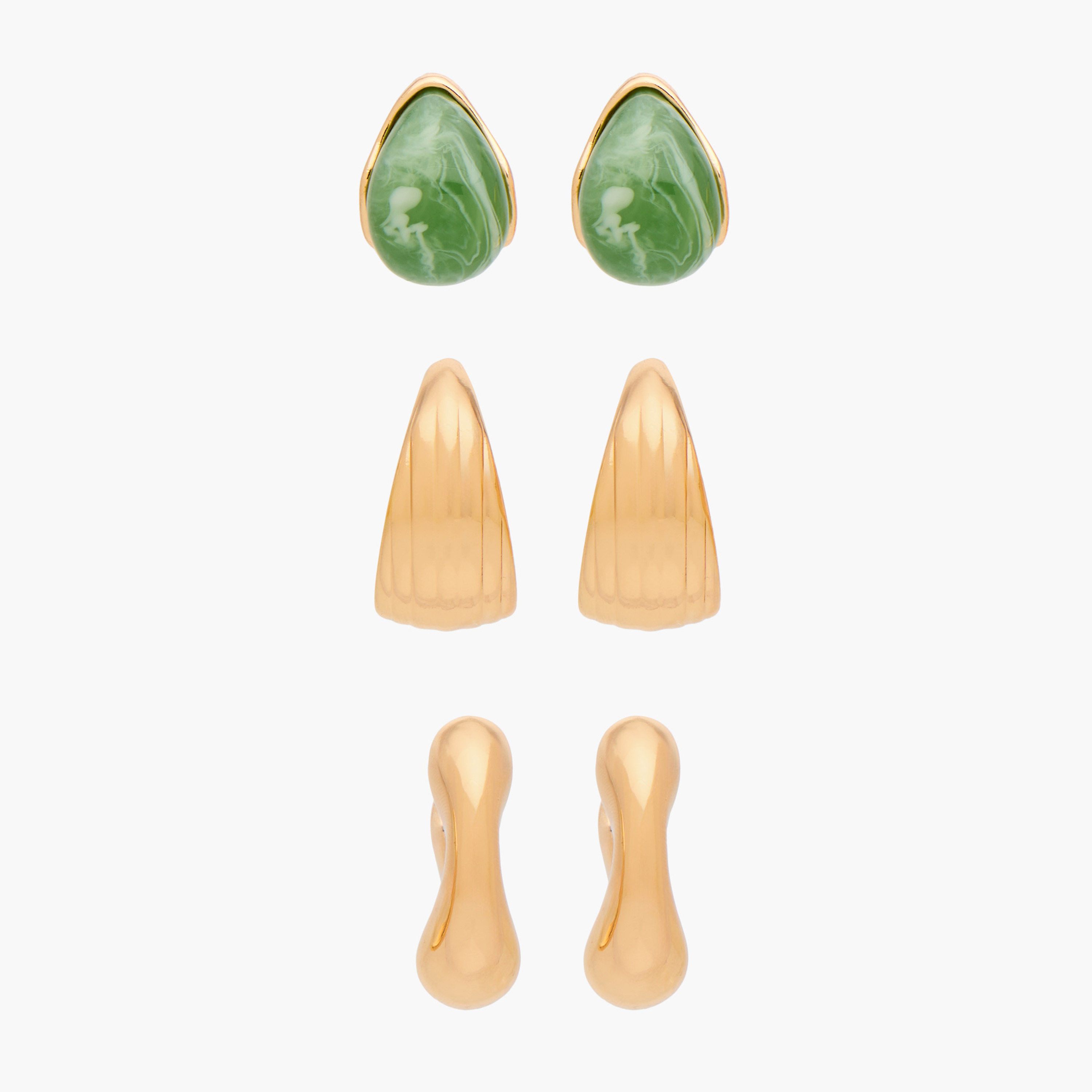Pack of 3 Metallic Assorted Earrings with Pushback Closure-women-watchesandjewellery-jewellery-earrings-image-1