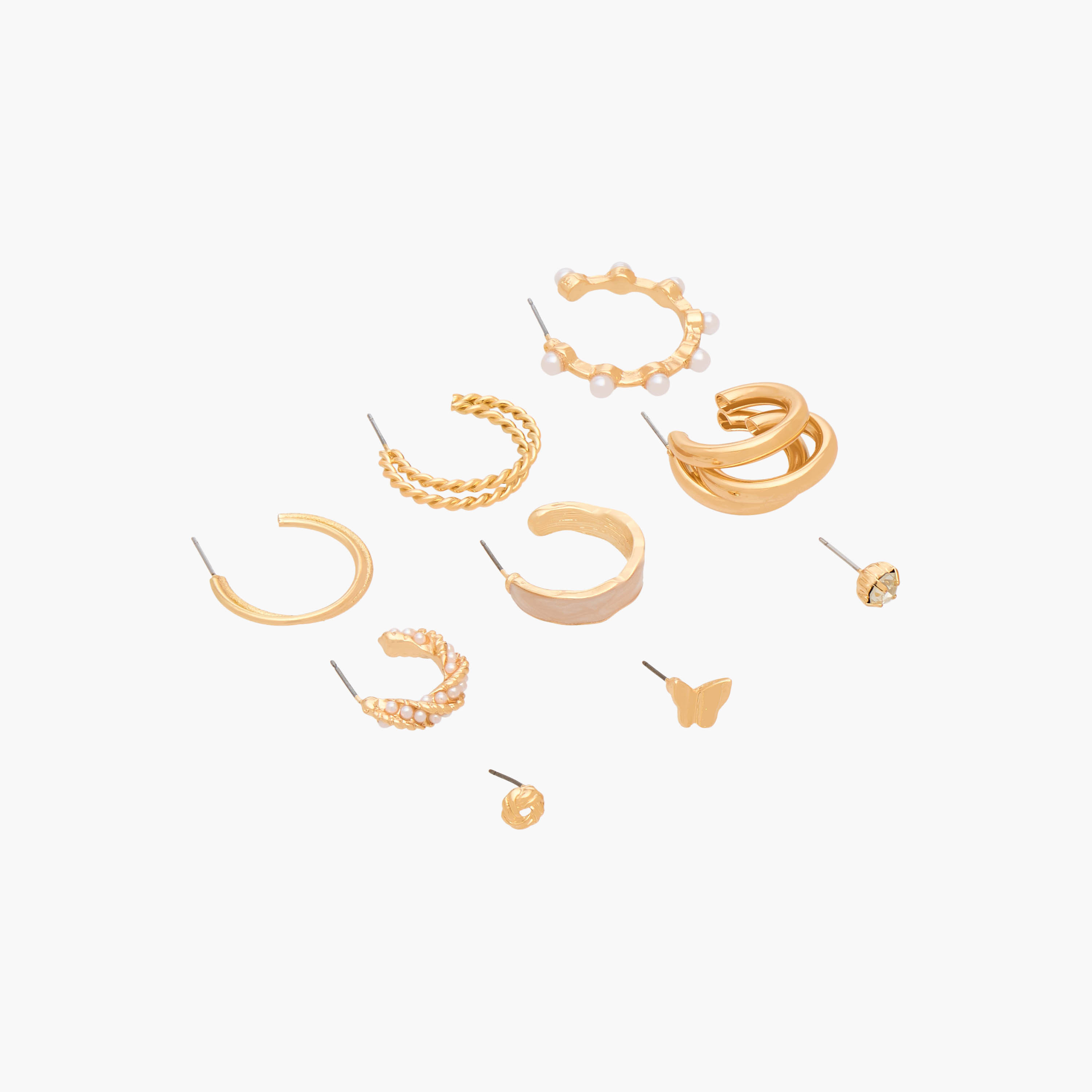 Pack of 9 Metallic Assorted Earrings with Pushback Closure-women-watchesandjewellery-jewellery-earrings-image-3