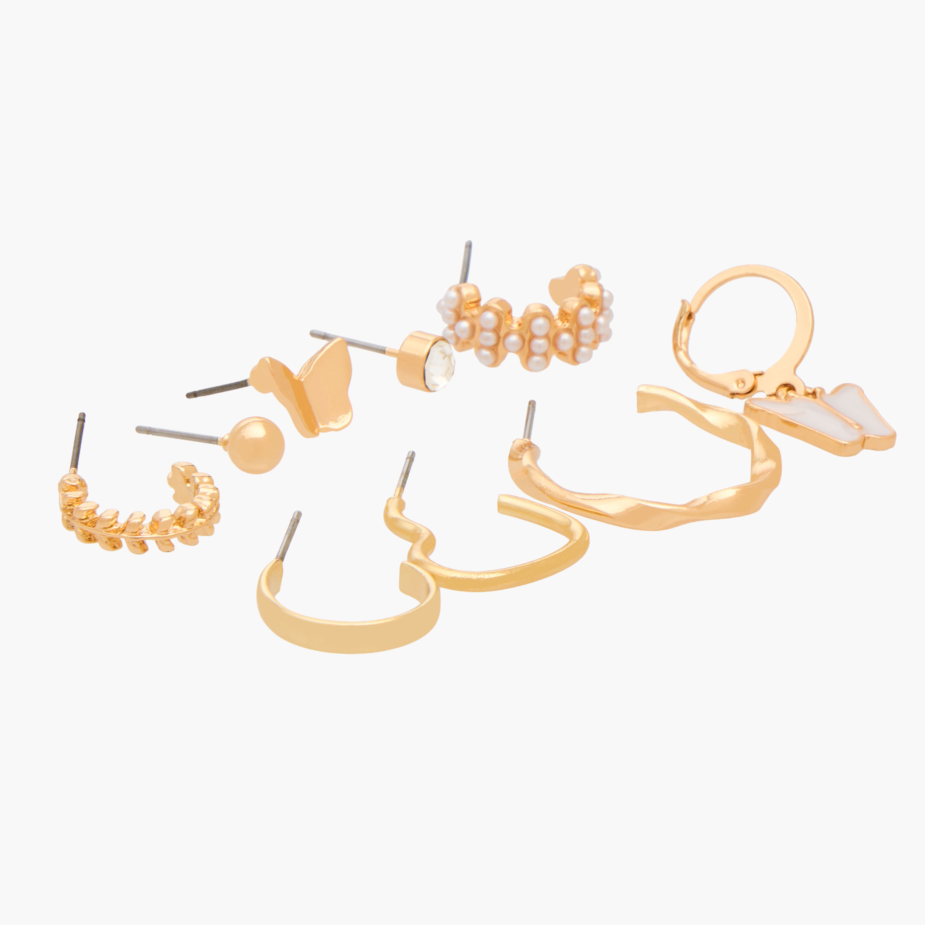 Pack of 9 Gold Tone Assorted Earrings with Pushback Closure-women-watchesandjewellery-jewellery-earrings-image-4