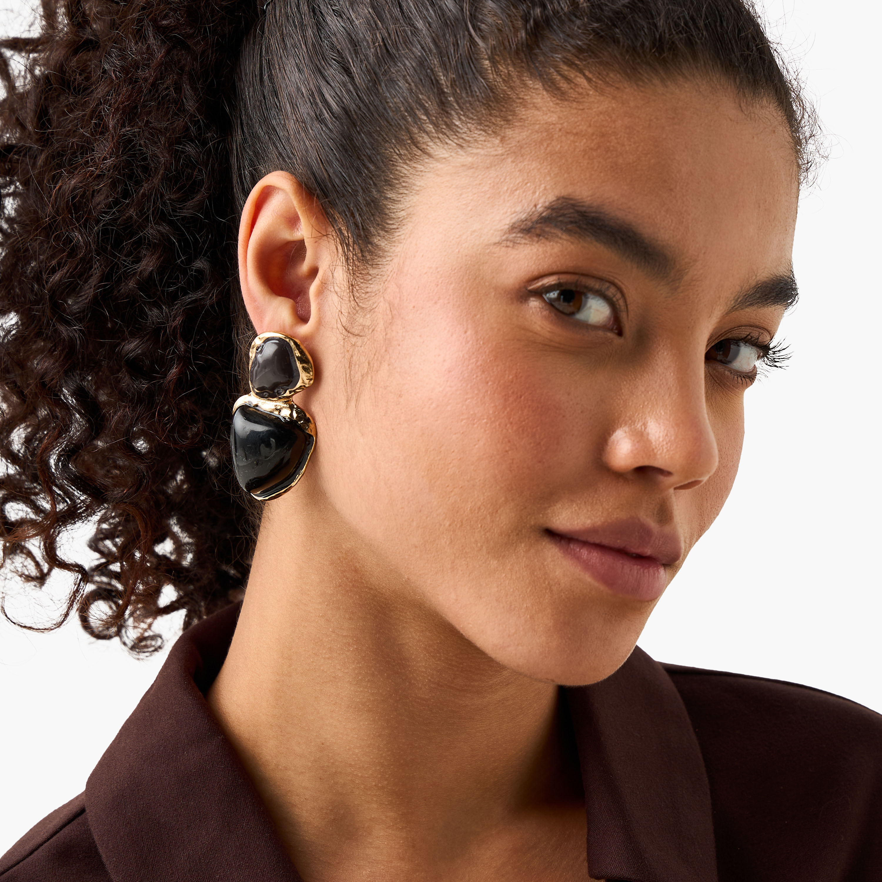 Metallic Sculpted Drop Earrings with Pushback Closure-women-watchesandjewellery-jewellery-earrings-image-2