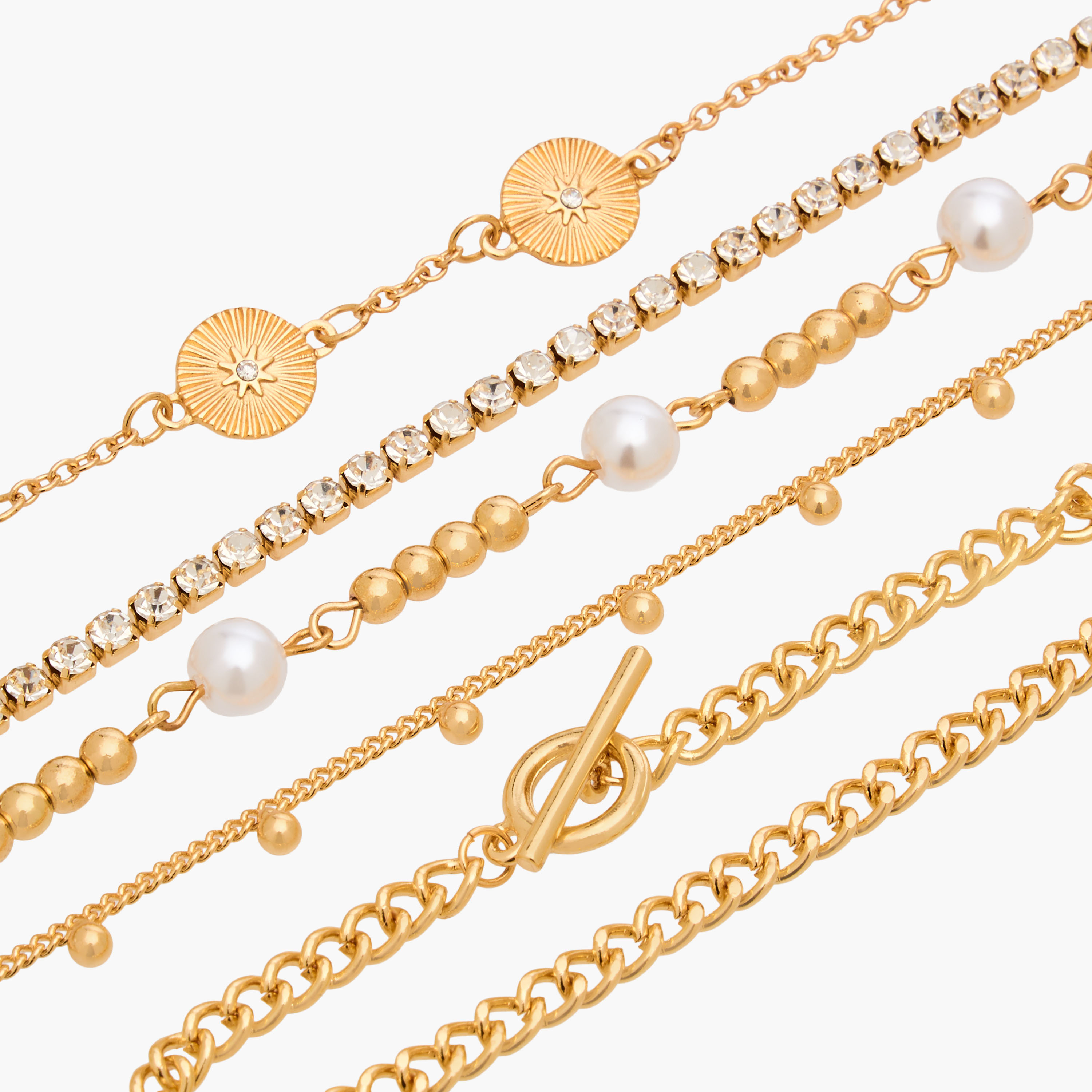 طقم من 5 سوار سلسلة معدني-women-watchesandjewellery-jewellery-banglesandbracelets-image-13