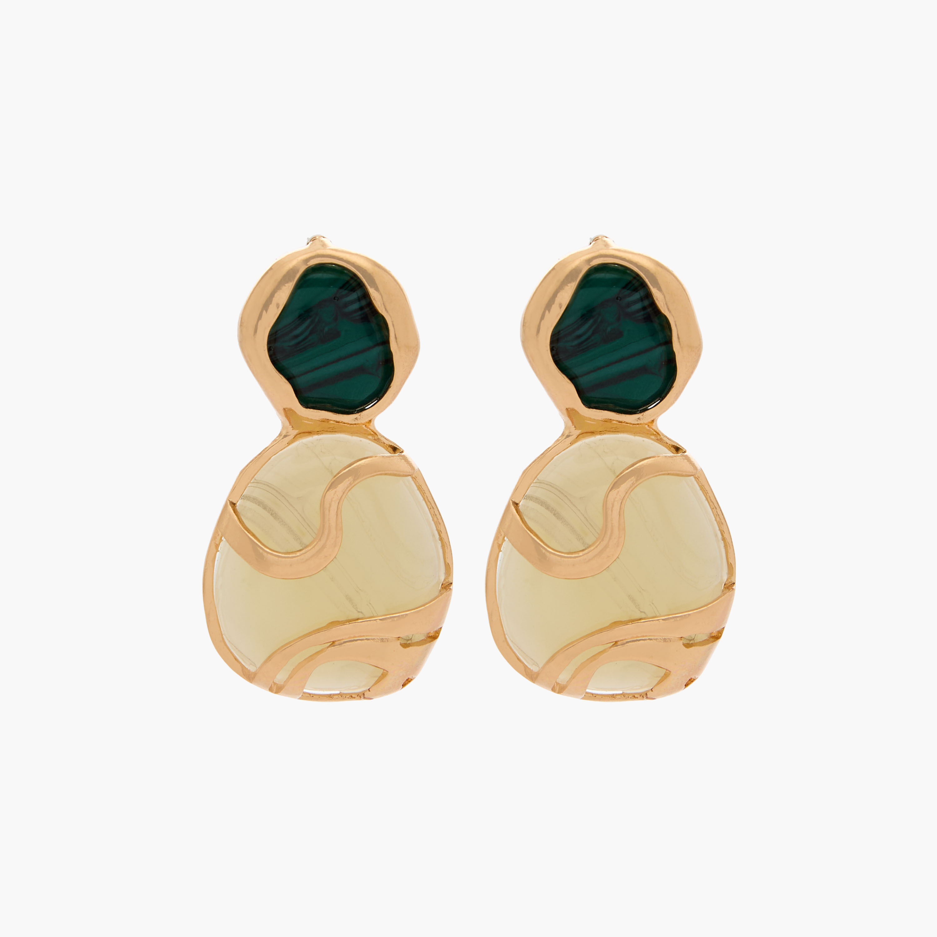 Gold Tone Embellished Drop Earrings with Pushback Closure-women-watchesandjewellery-jewellery-earrings-image-1