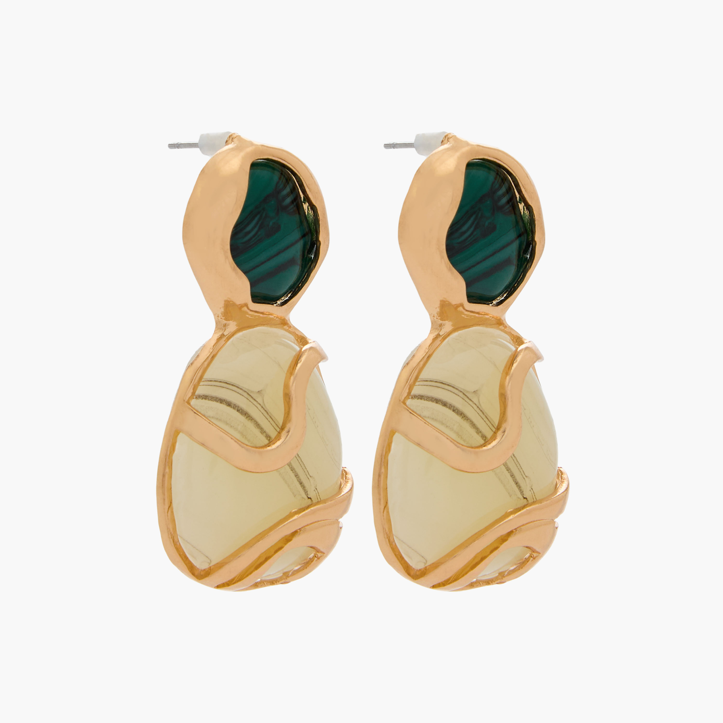 Gold Tone Embellished Drop Earrings with Pushback Closure-women-watchesandjewellery-jewellery-earrings-image-3