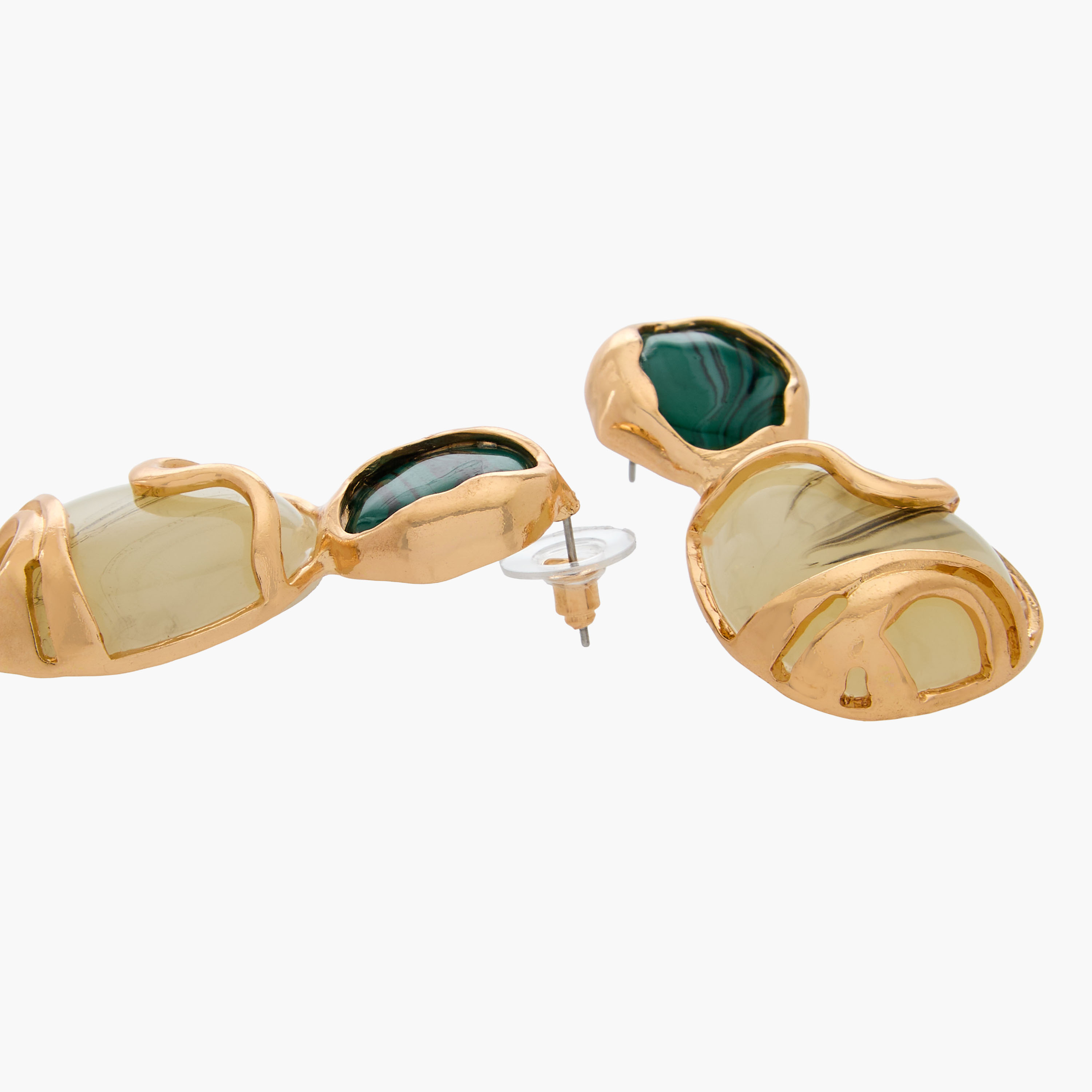 Gold Tone Embellished Drop Earrings with Pushback Closure-women-watchesandjewellery-jewellery-earrings-image-4