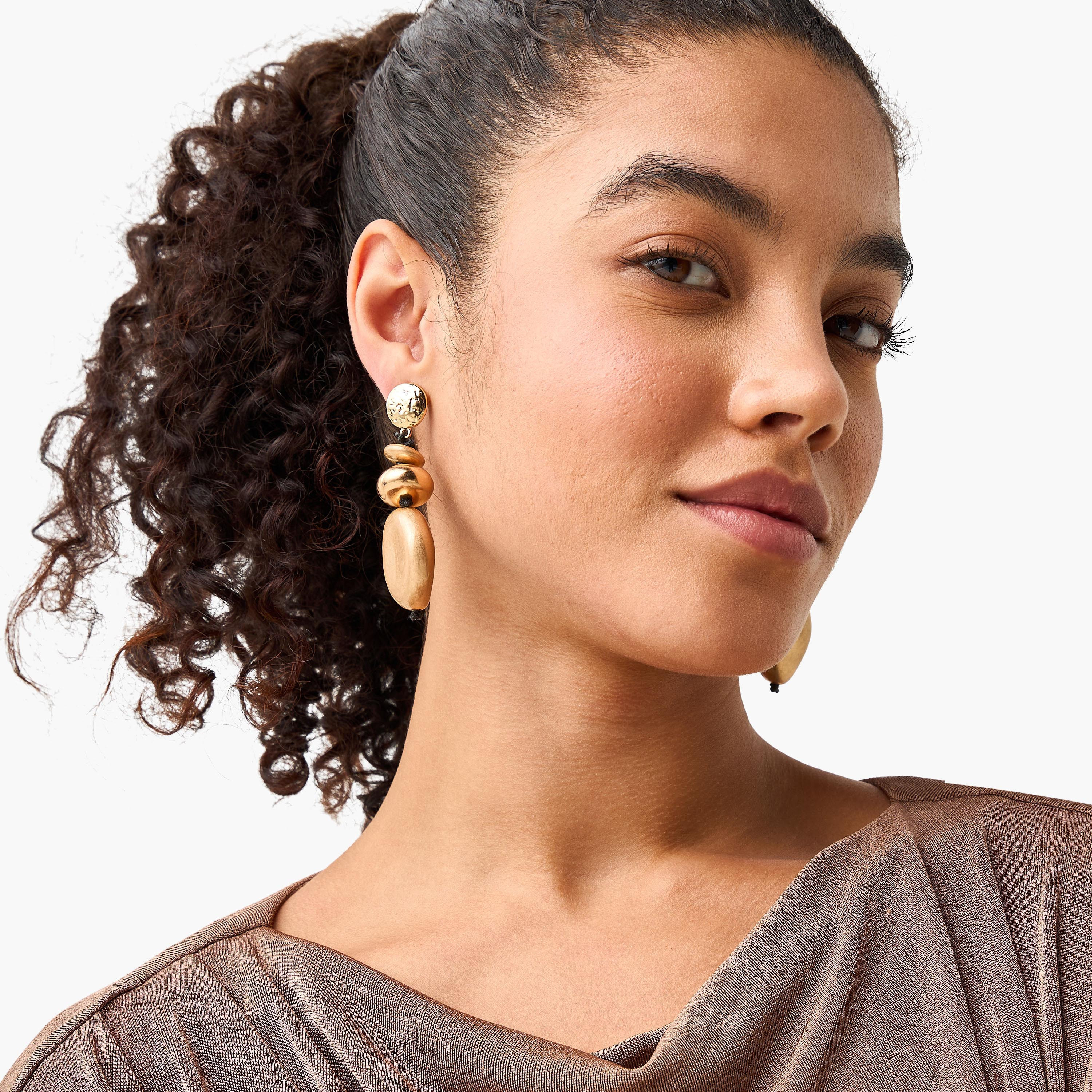 Metallic Brushed Orb Drop Earrings with Pushback Closure-women-watchesandjewellery-jewellery-earrings-image-2