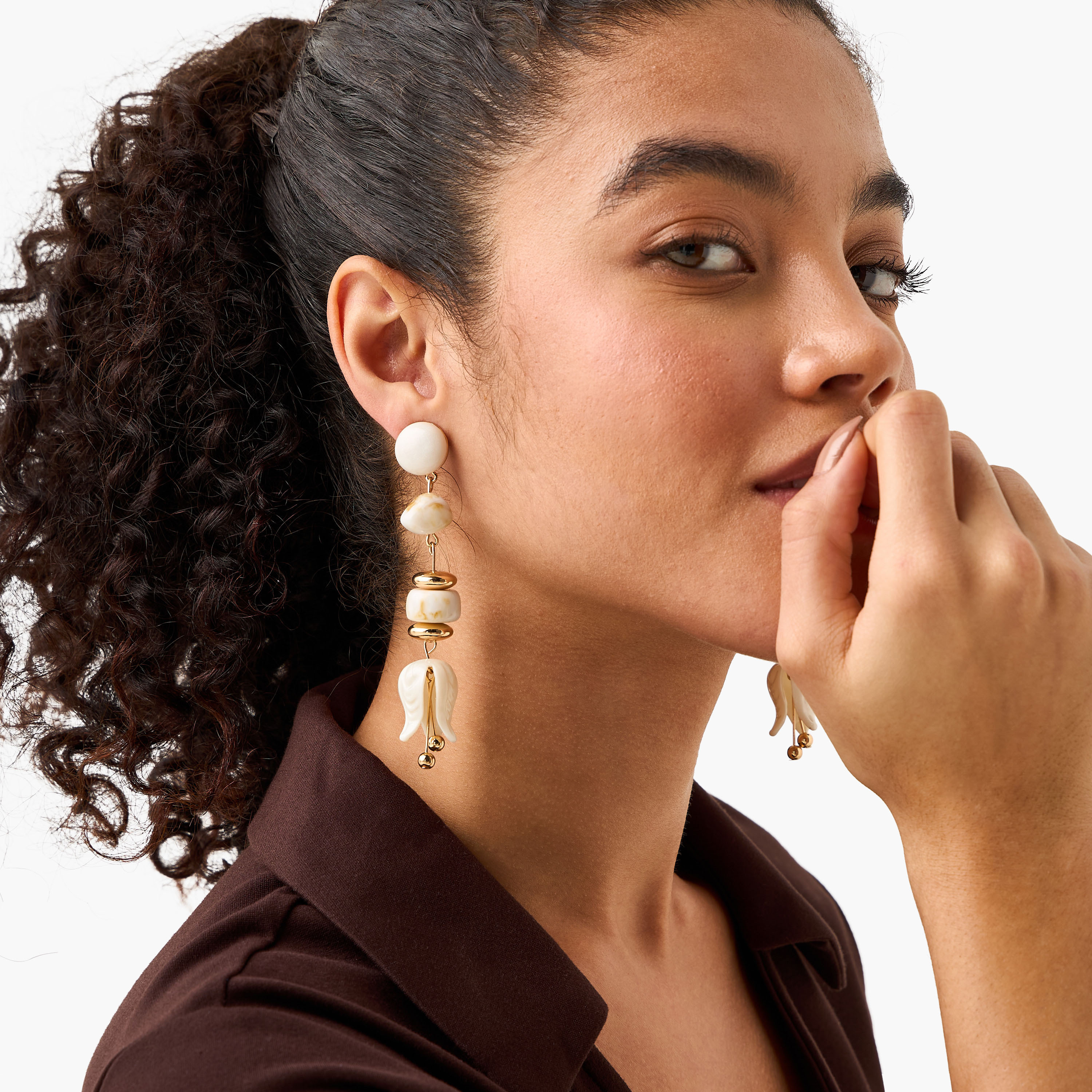 Metallic Resin Drop Earrings with Pushback Closure-women-watchesandjewellery-jewellery-earrings-image-2