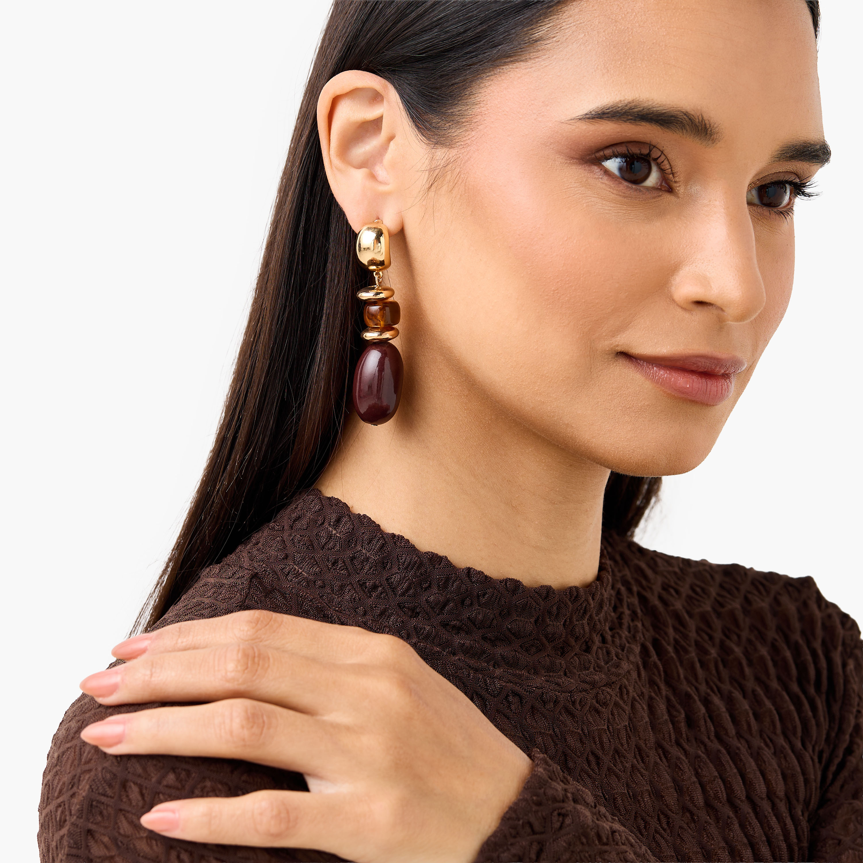 أقراط راتنج متدلية بمكبس إغلاق خلفي-women-watchesandjewellery-jewellery-earrings-image-2