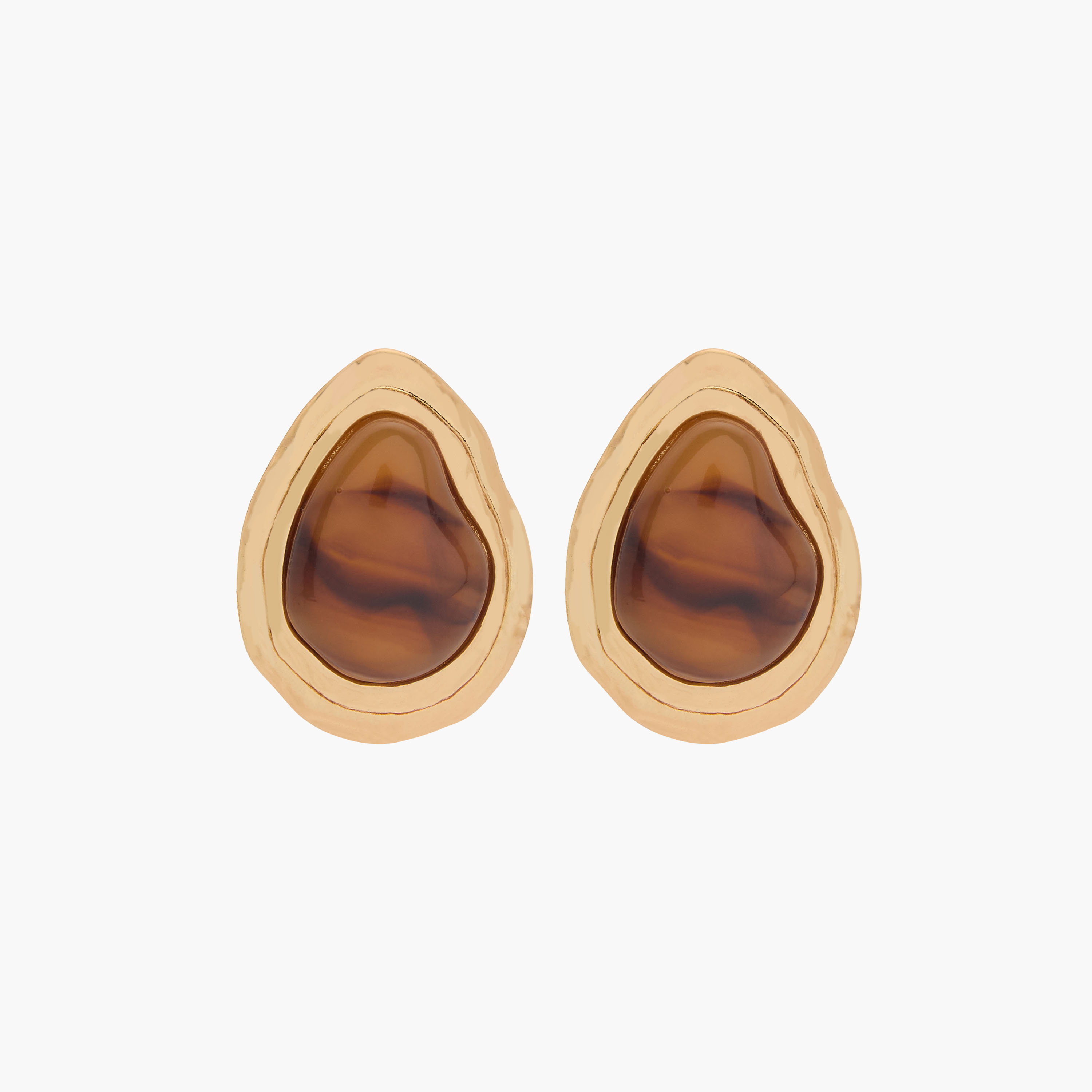 Gold Tone Resin Stud Earrings with Pushback Closure-women-watchesandjewellery-jewellery-earrings-image-1