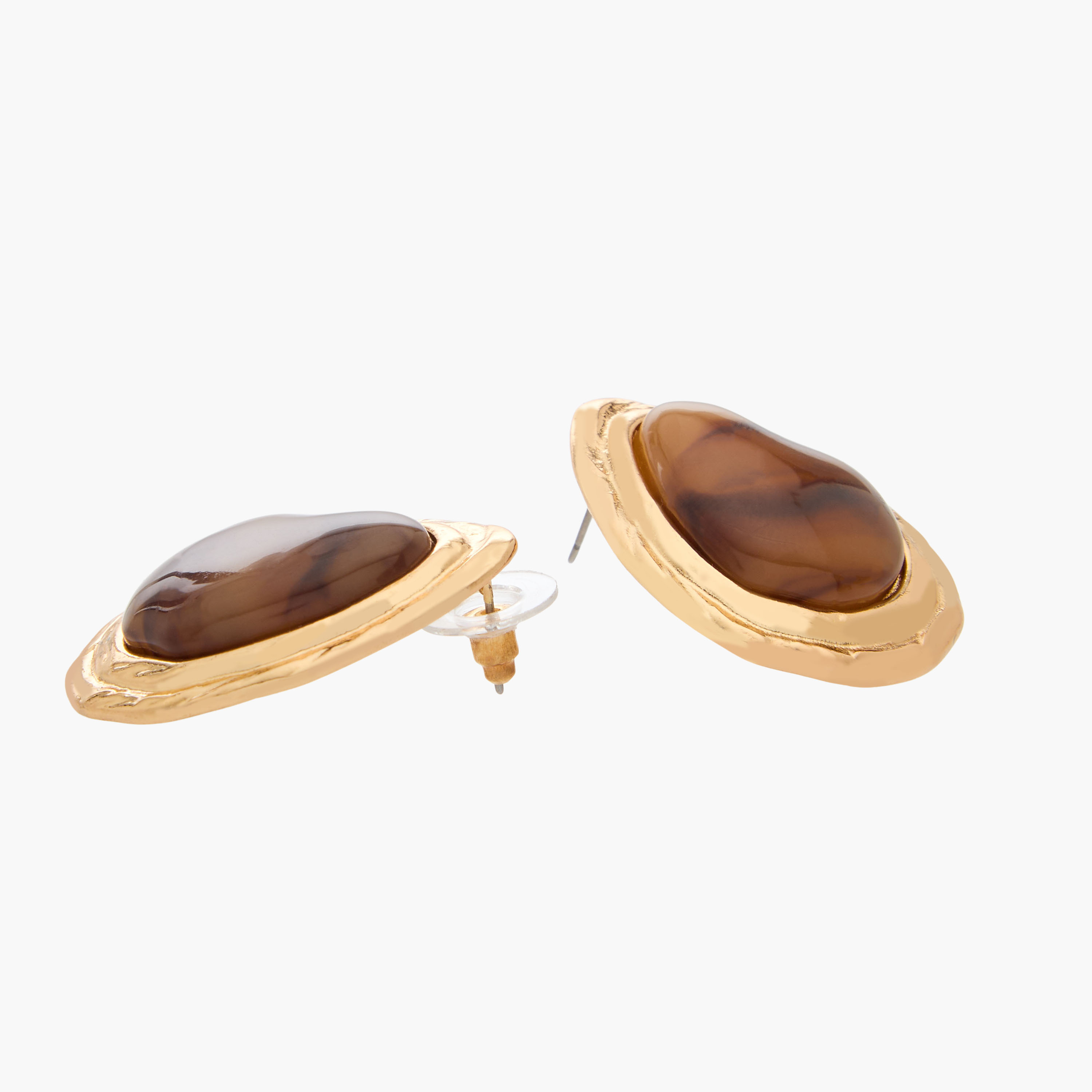 Gold Tone Resin Stud Earrings with Pushback Closure-women-watchesandjewellery-jewellery-earrings-image-4