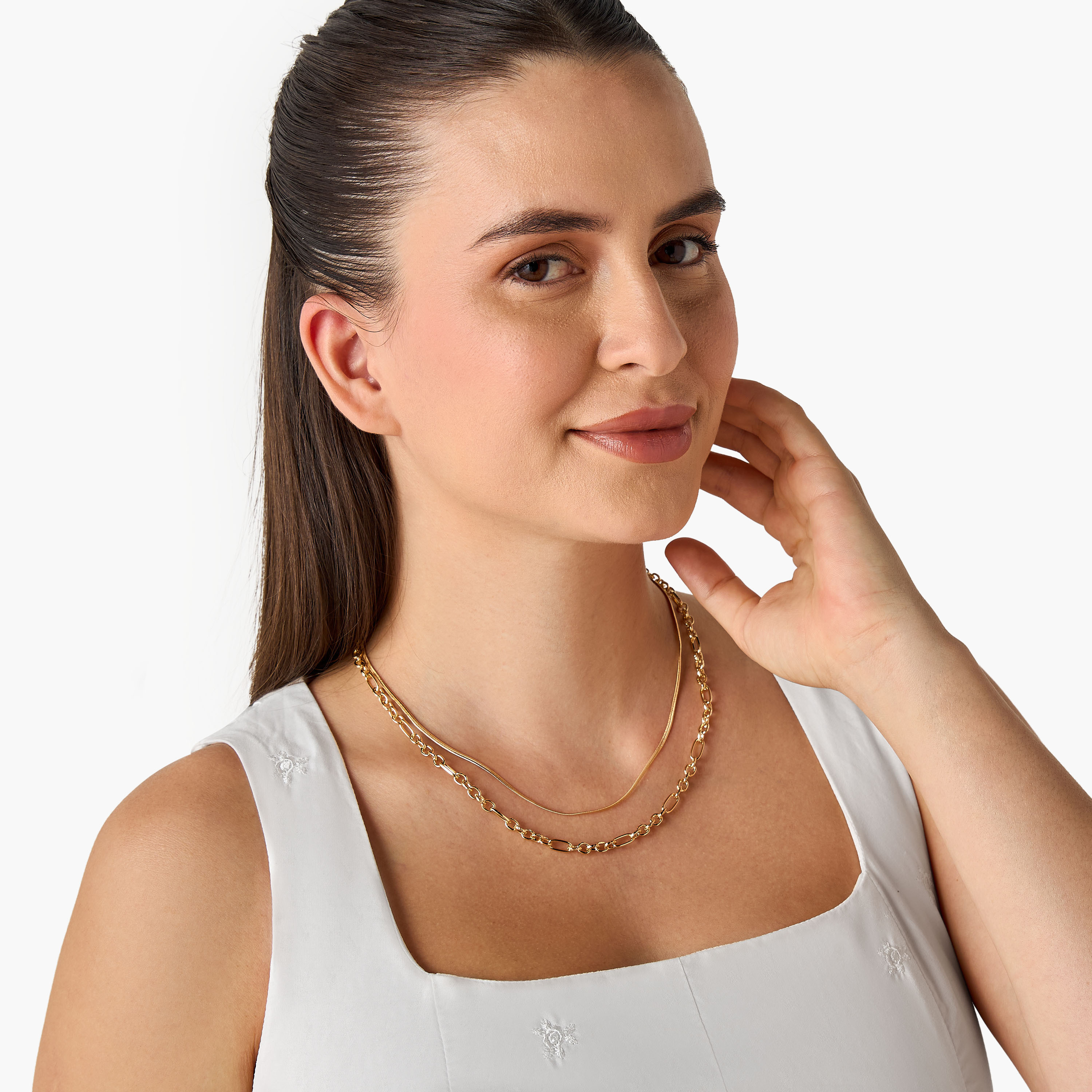 Metallic Layered Necklace-women-watchesandjewellery-jewellery-necklacesandpendants-image-2