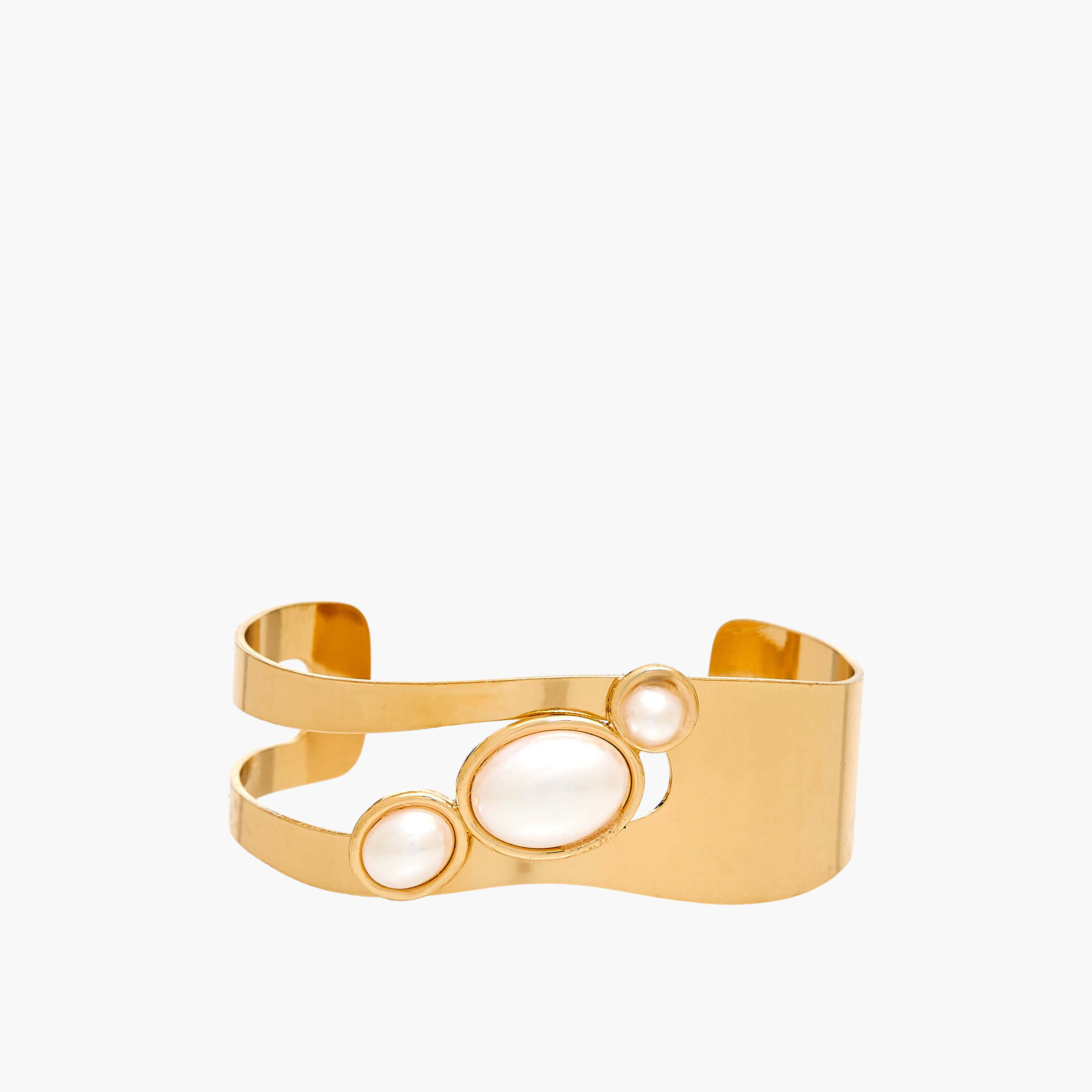 Metal Pearl Embellished Cuff Bracelet-women-watchesandjewellery-jewellery-banglesandbracelets-image-1