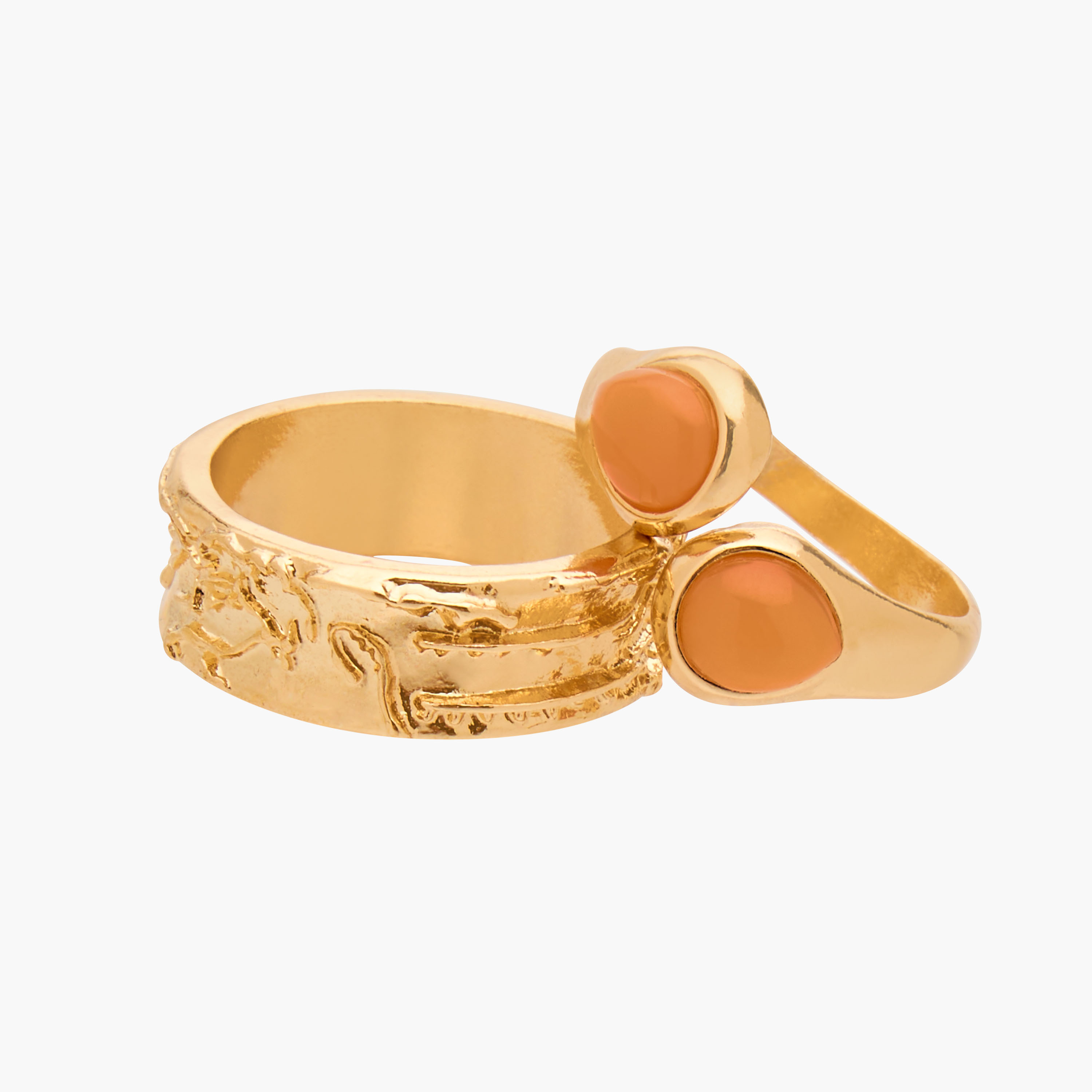 Pack of 8 Gold Tone Ring with Resin Stone Detail-women-watchesandjewellery-jewellery-rings-image-4
