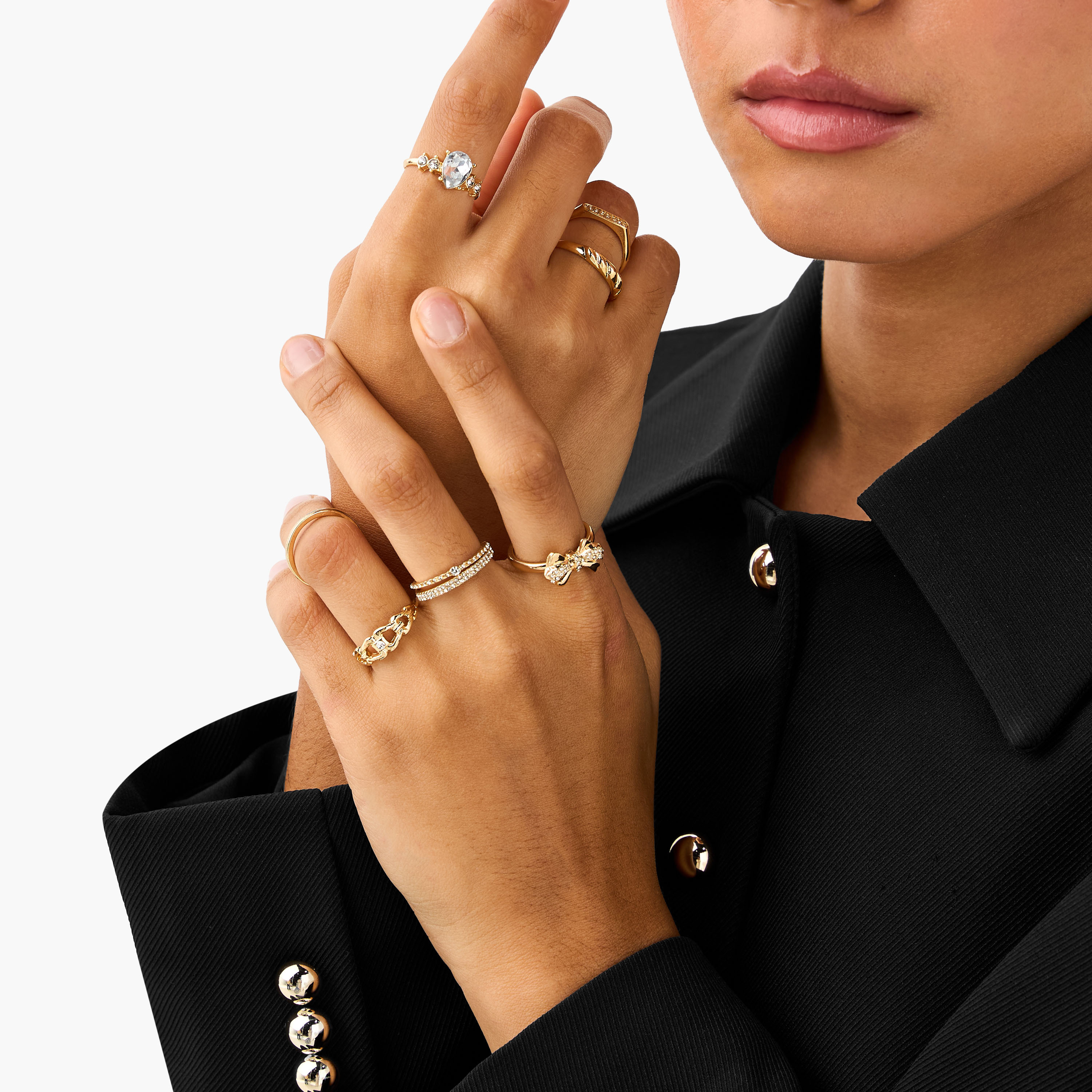 Pack of 8 Gold Tone Ring with Embellishments-women-watchesandjewellery-jewellery-rings-image-2
