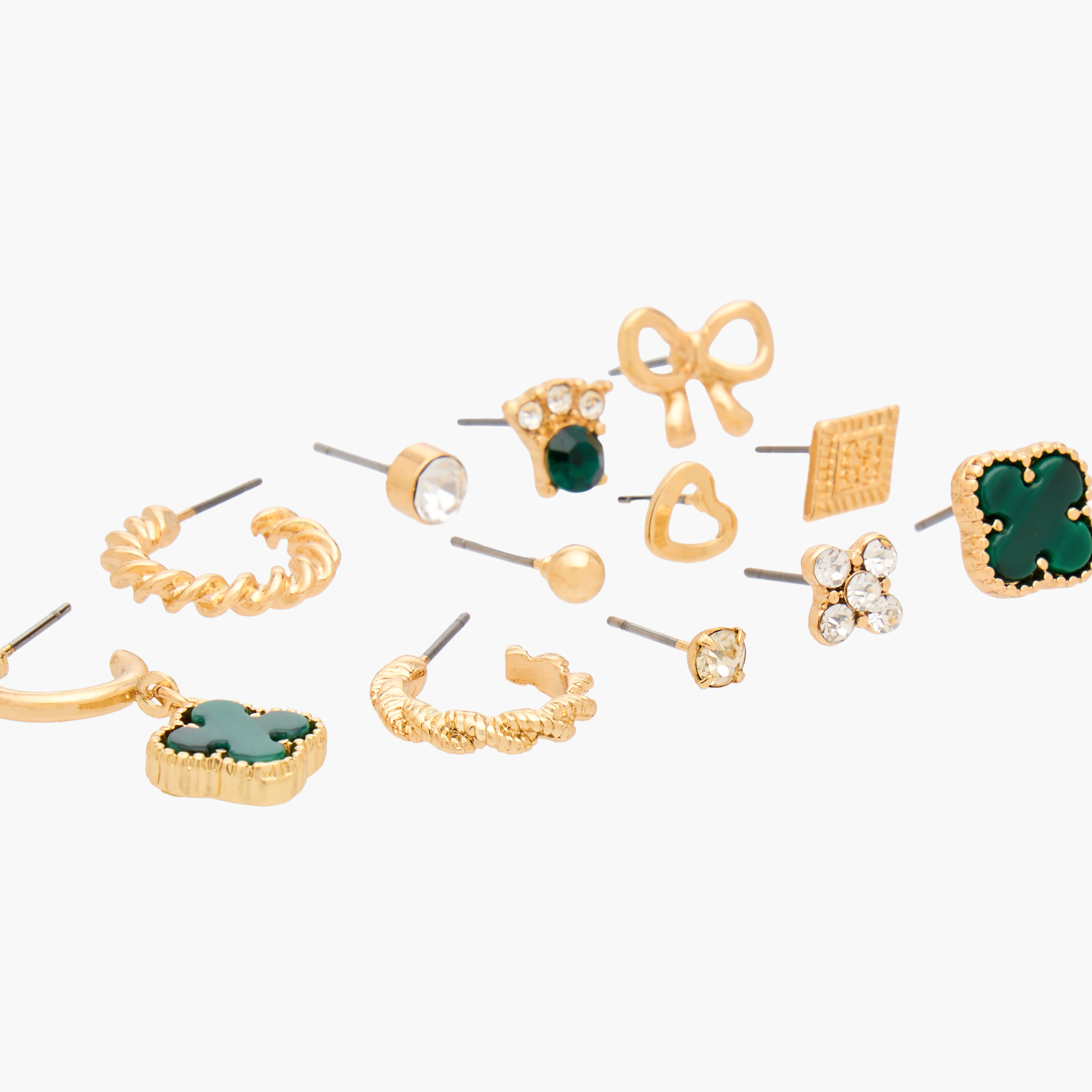 Pack of 12 Metallic Assorted Earrings with Pushback Closure-women-watchesandjewellery-jewellery-earrings-image-4