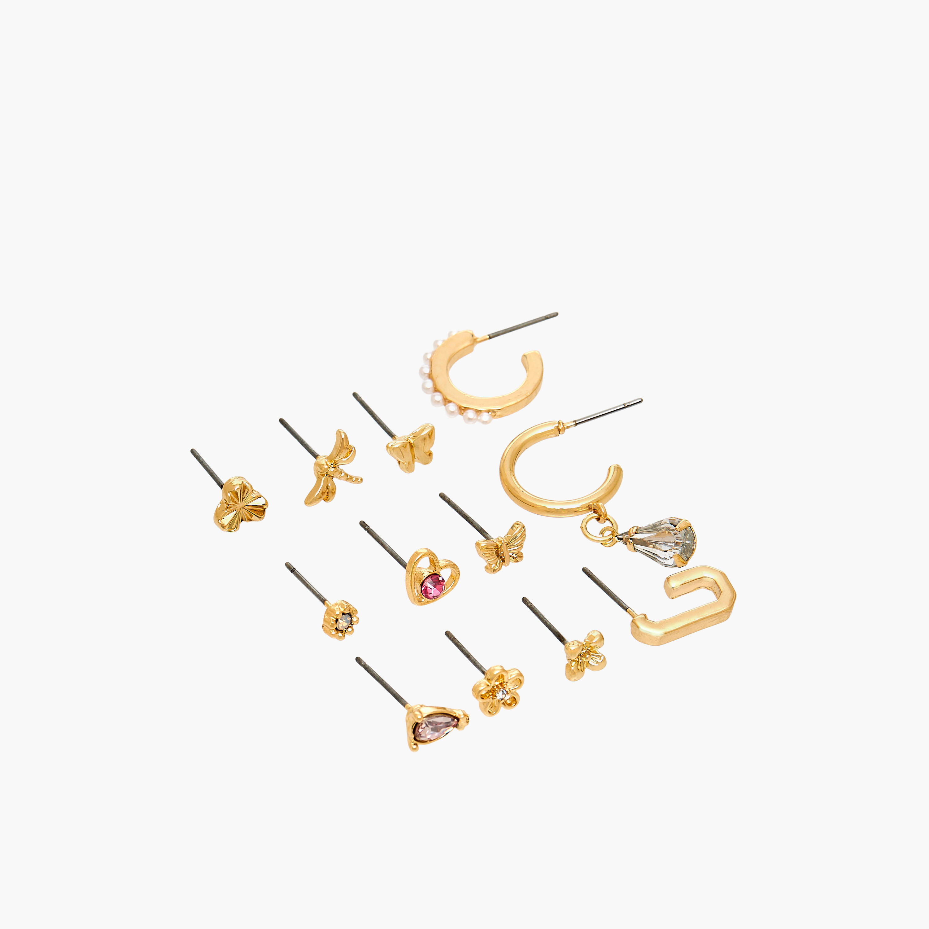 Pack of 12 Gold Tone Assorted Earrings with Pushback Closure-women-watchesandjewellery-jewellery-earrings-image-3