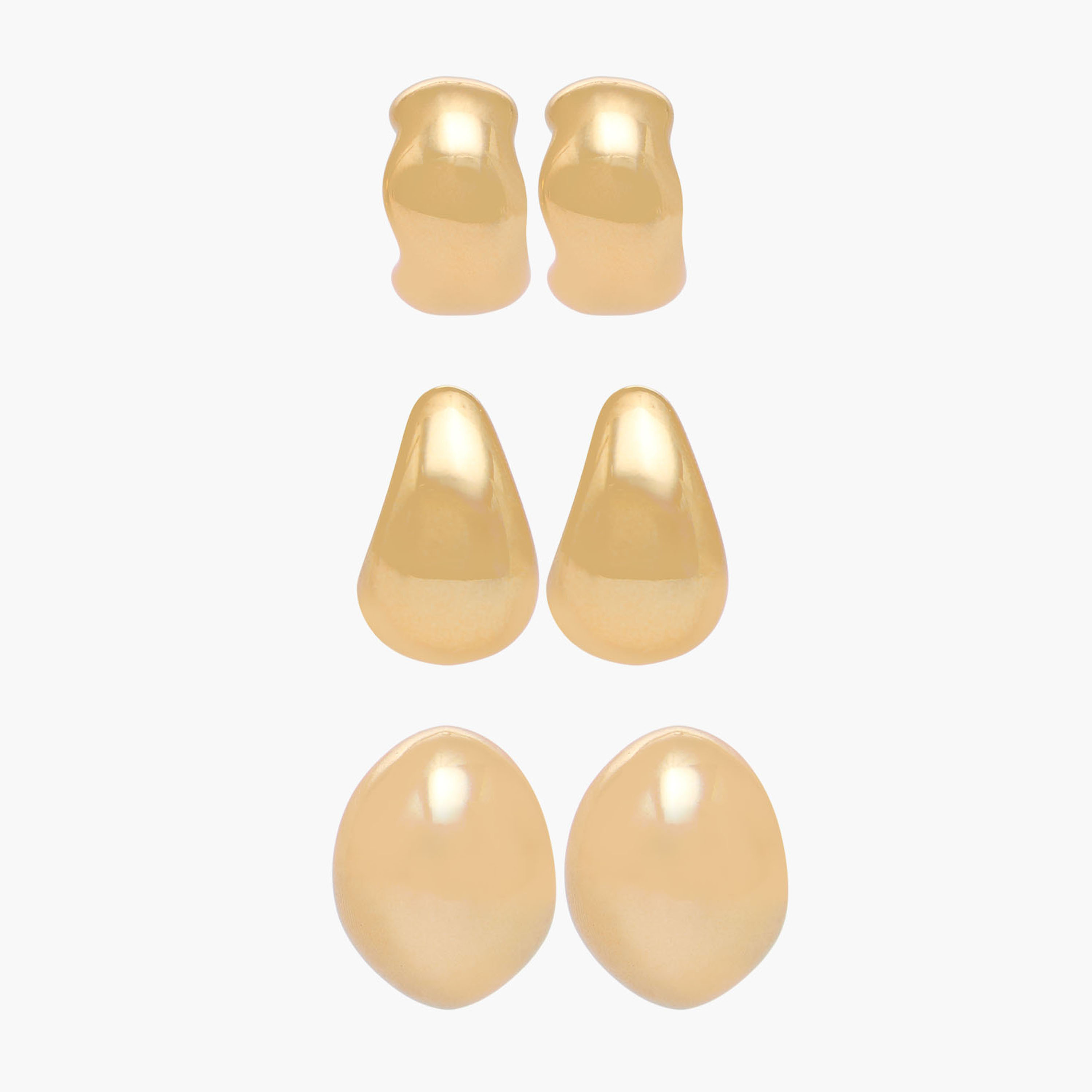 Pack of 3 Gold Tone Hoop Earrings with Pushback Closure-women-watchesandjewellery-jewellery-earrings-image-1