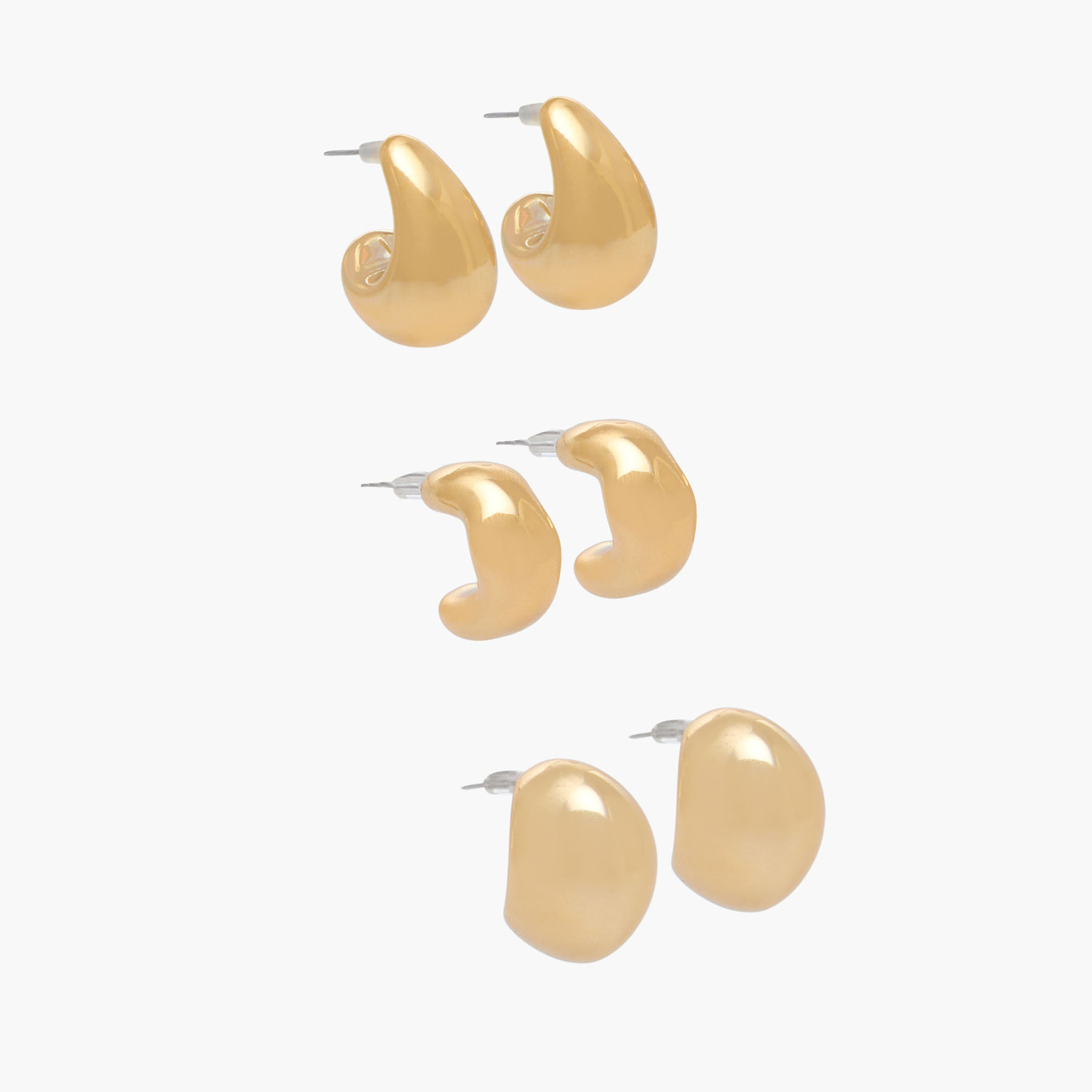 Pack of 3 Gold Tone Hoop Earrings with Pushback Closure-women-watchesandjewellery-jewellery-earrings-image-3
