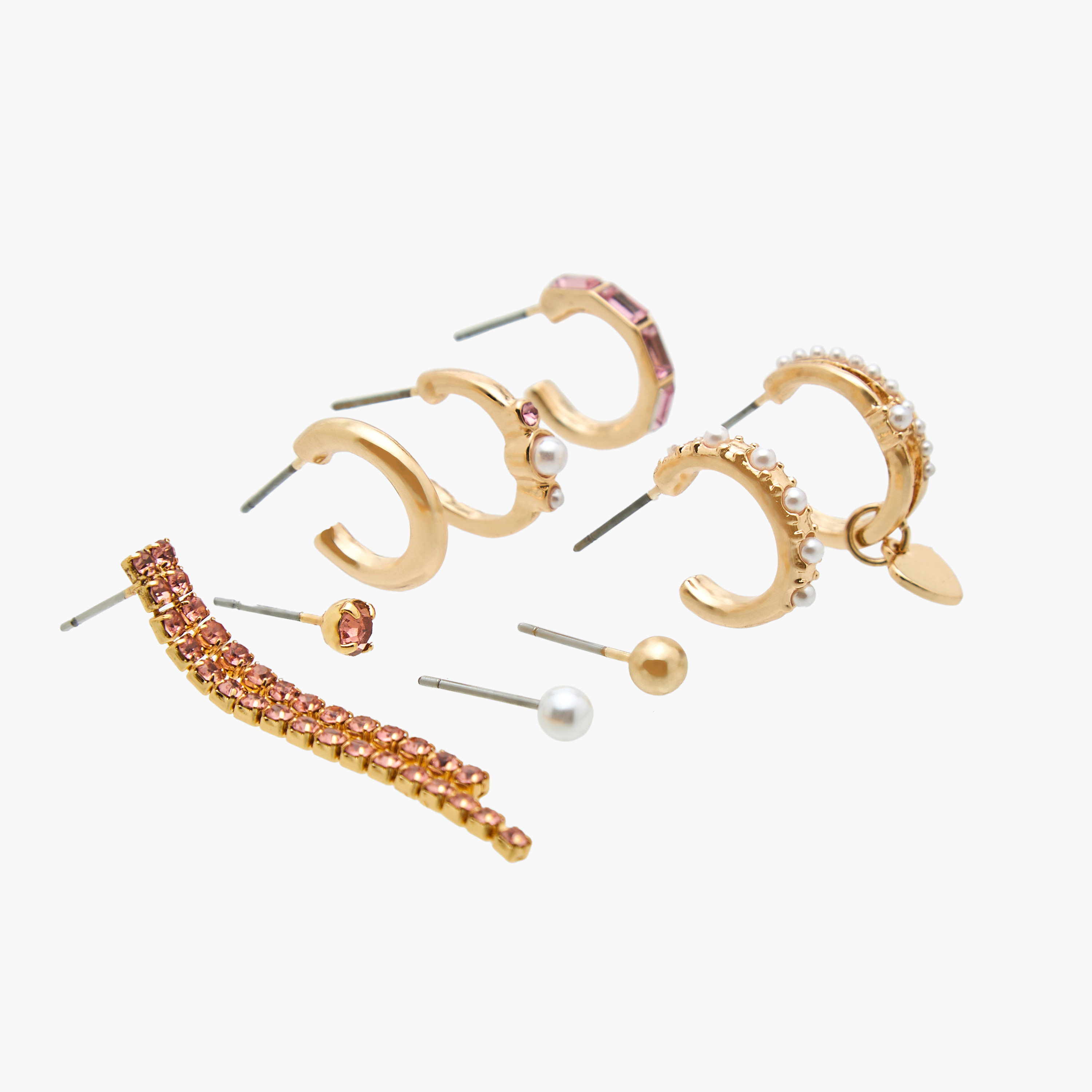 Pack of 9 Gold Finish Embellished Earrings with Pushback Closure-women-watchesandjewellery-jewellery-earrings-image-4