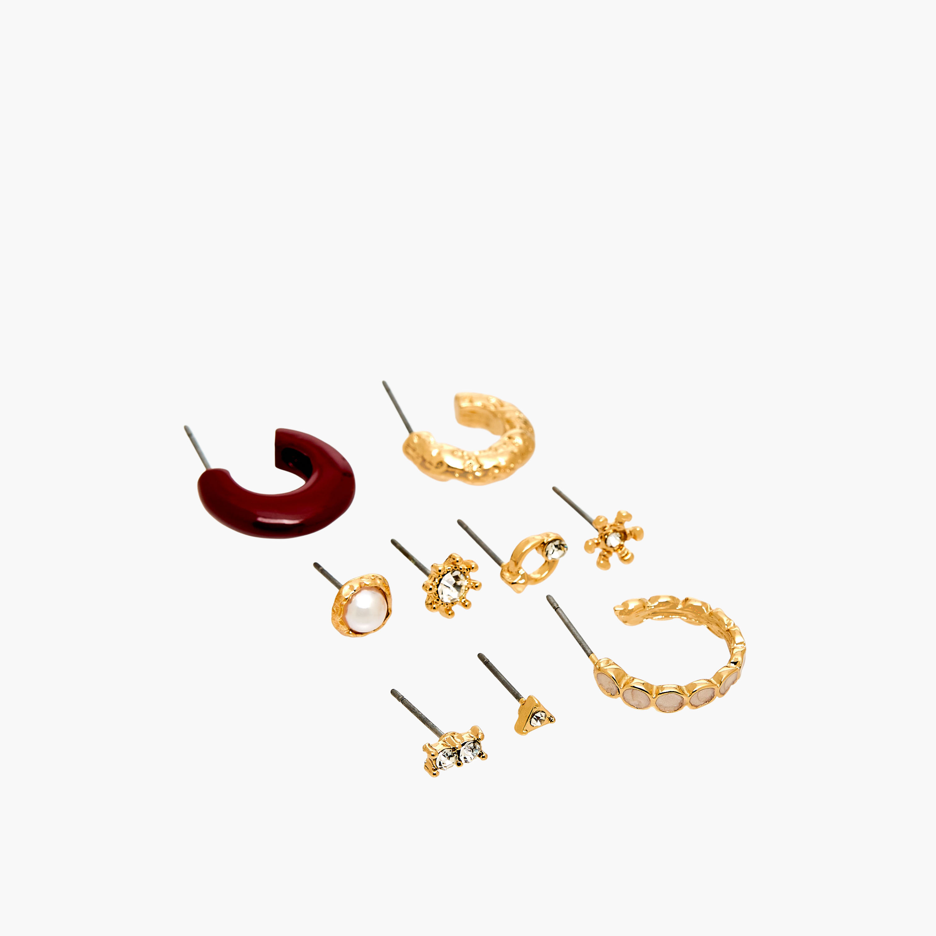 Pack of 9 Metallic Assorted Earrings with Pushback Closure-women-watchesandjewellery-jewellery-earrings-image-3