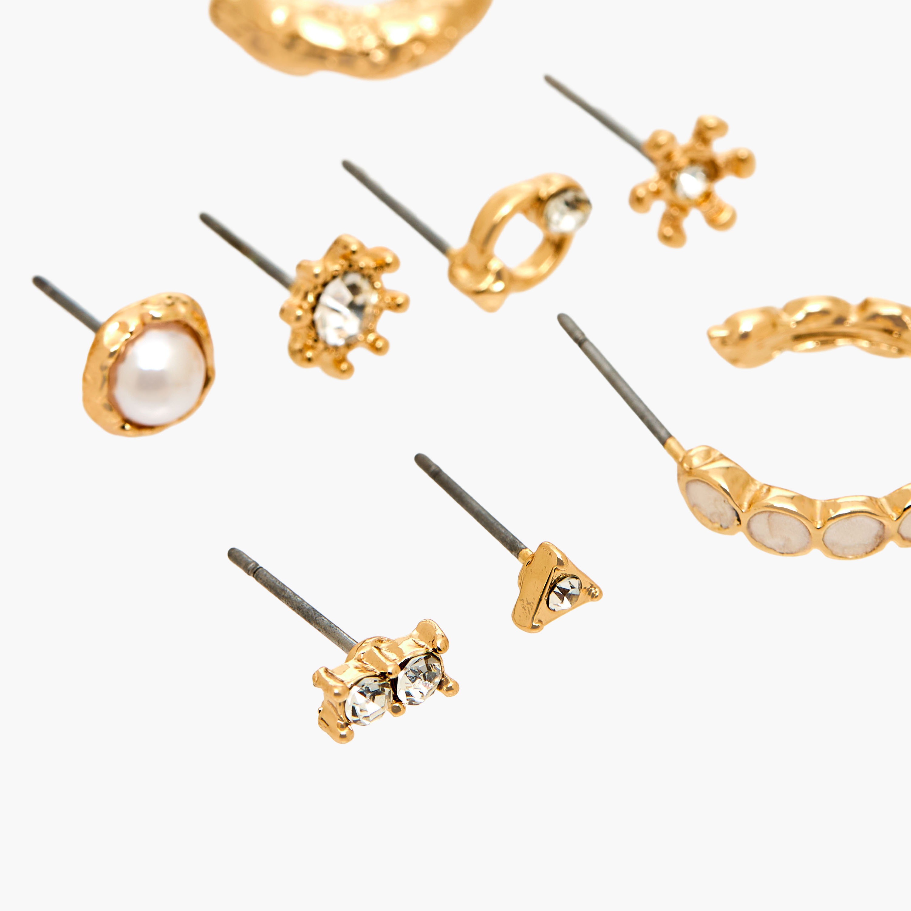 Pack of 9 Metallic Assorted Earrings with Pushback Closure-women-watchesandjewellery-jewellery-earrings-image-4