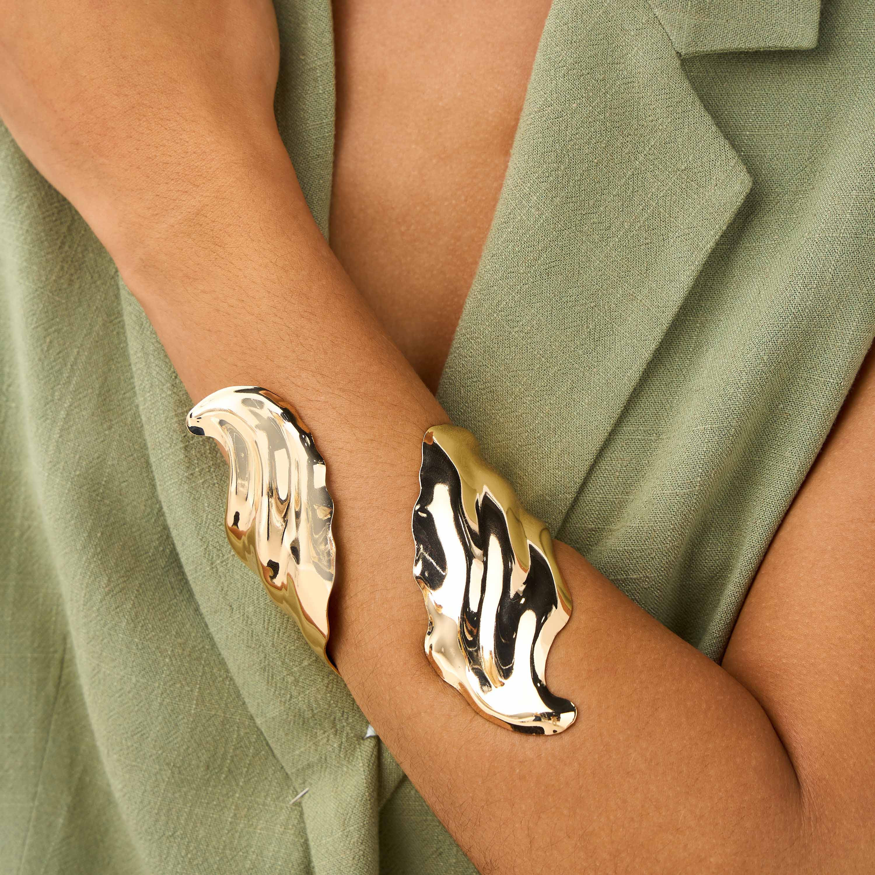 Gold Tone Textured Cuff Bracelet-women-watchesandjewellery-jewellery-banglesandbracelets-image-2