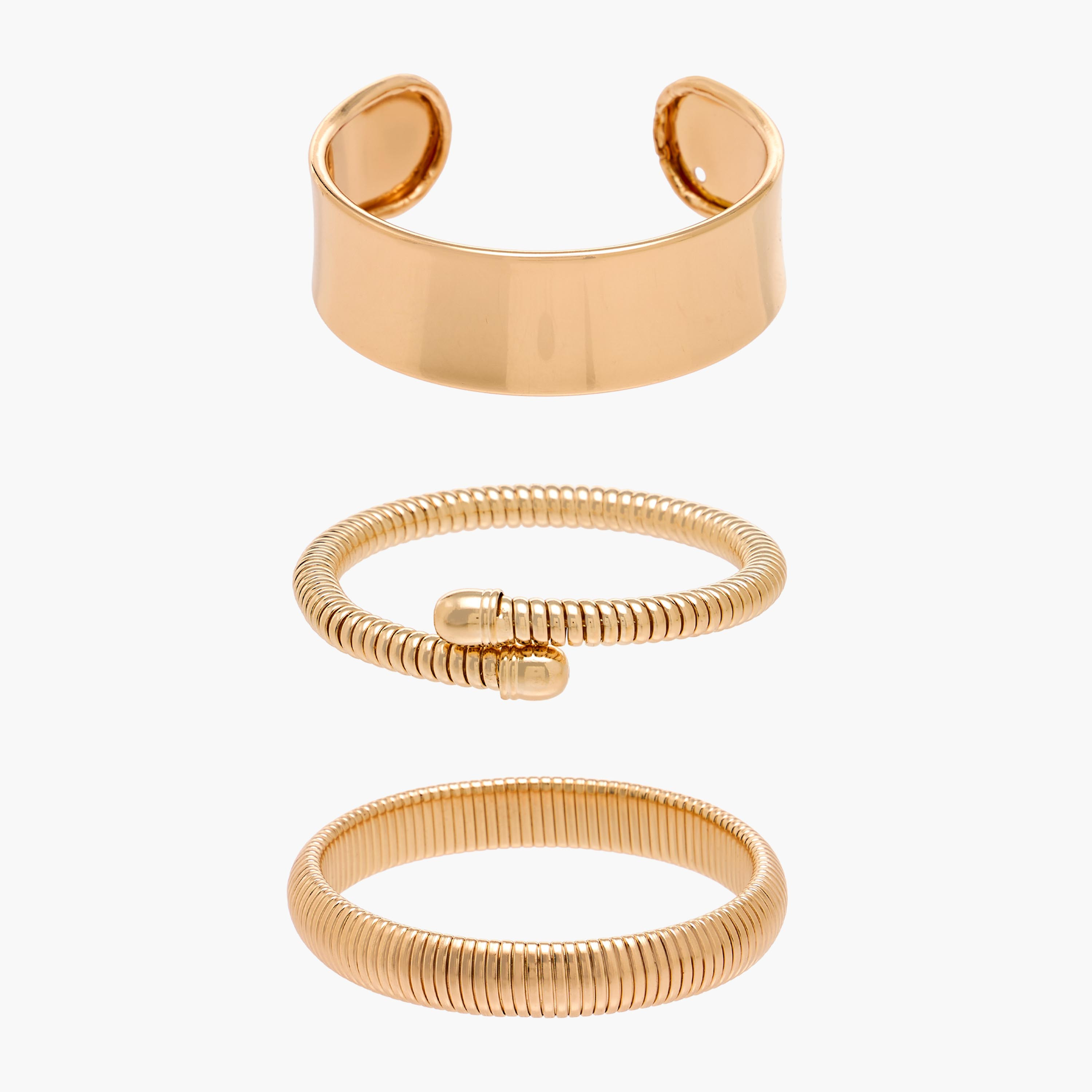 Pack of 3 Metallic Twisted Design Cuff Bangle-women-watchesandjewellery-jewellery-banglesandbracelets-image-1