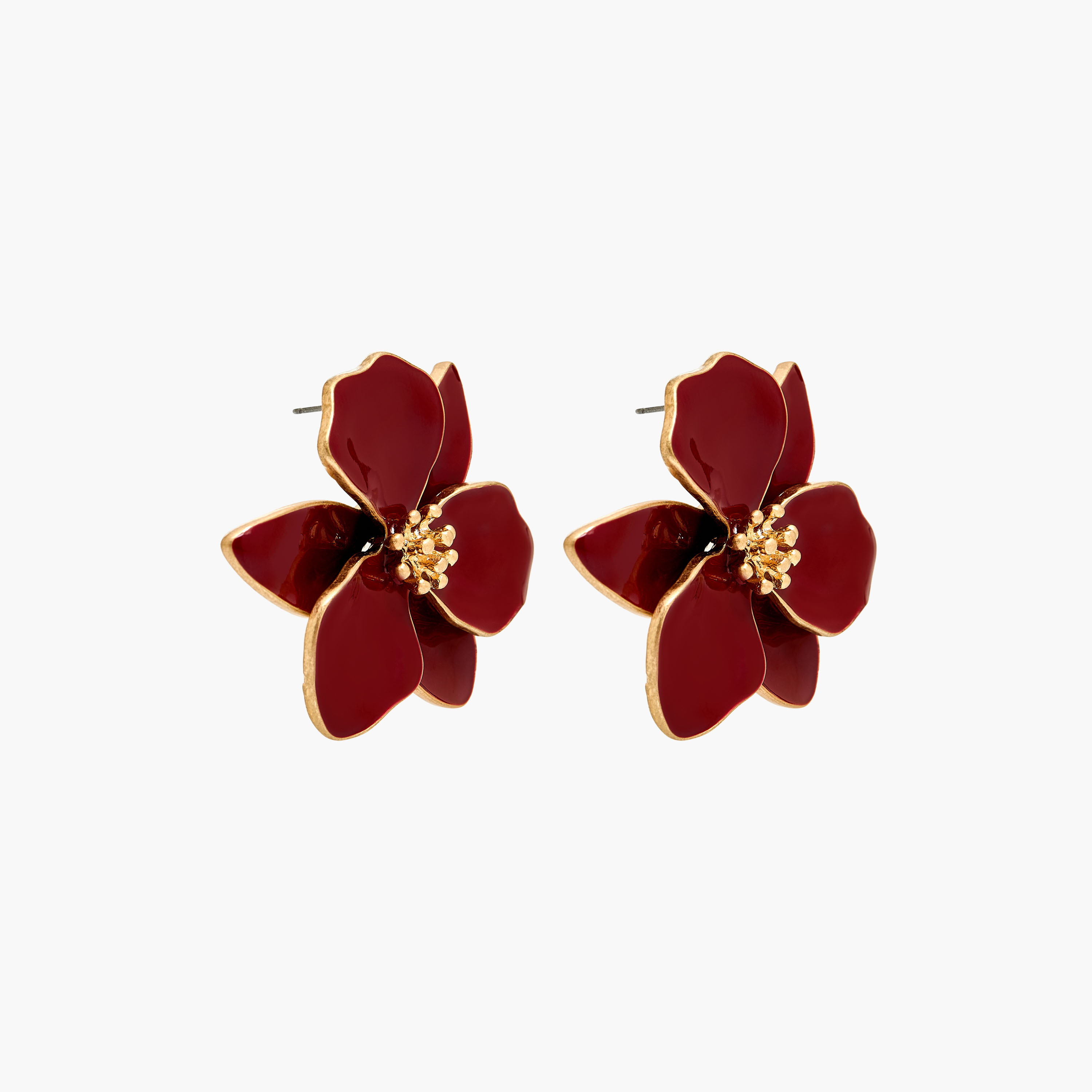 Metallic Enamelled Floral Stud Earrings with Pushback Closure-women-watchesandjewellery-jewellery-earrings-image-3