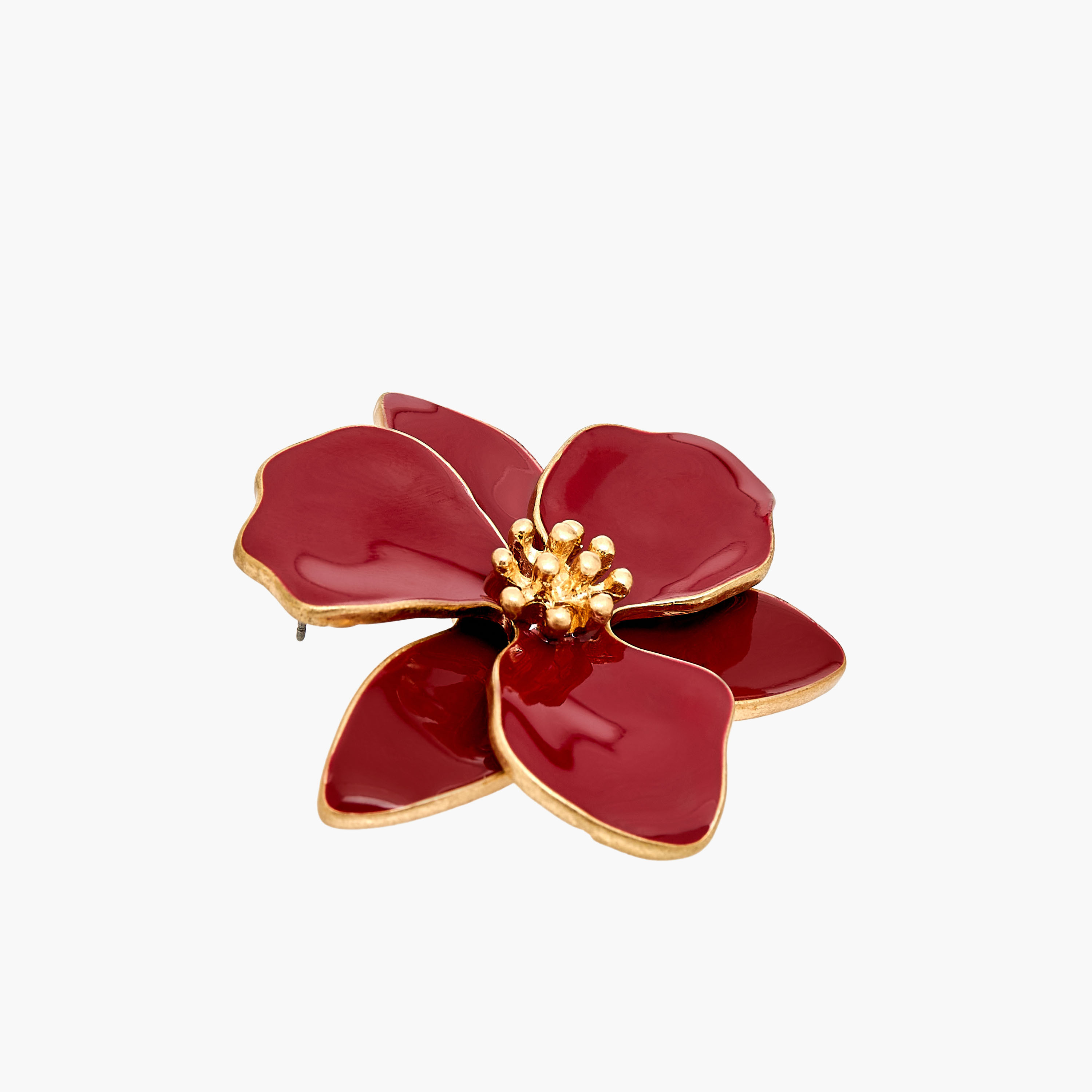 Metallic Enamelled Floral Stud Earrings with Pushback Closure-women-watchesandjewellery-jewellery-earrings-image-4