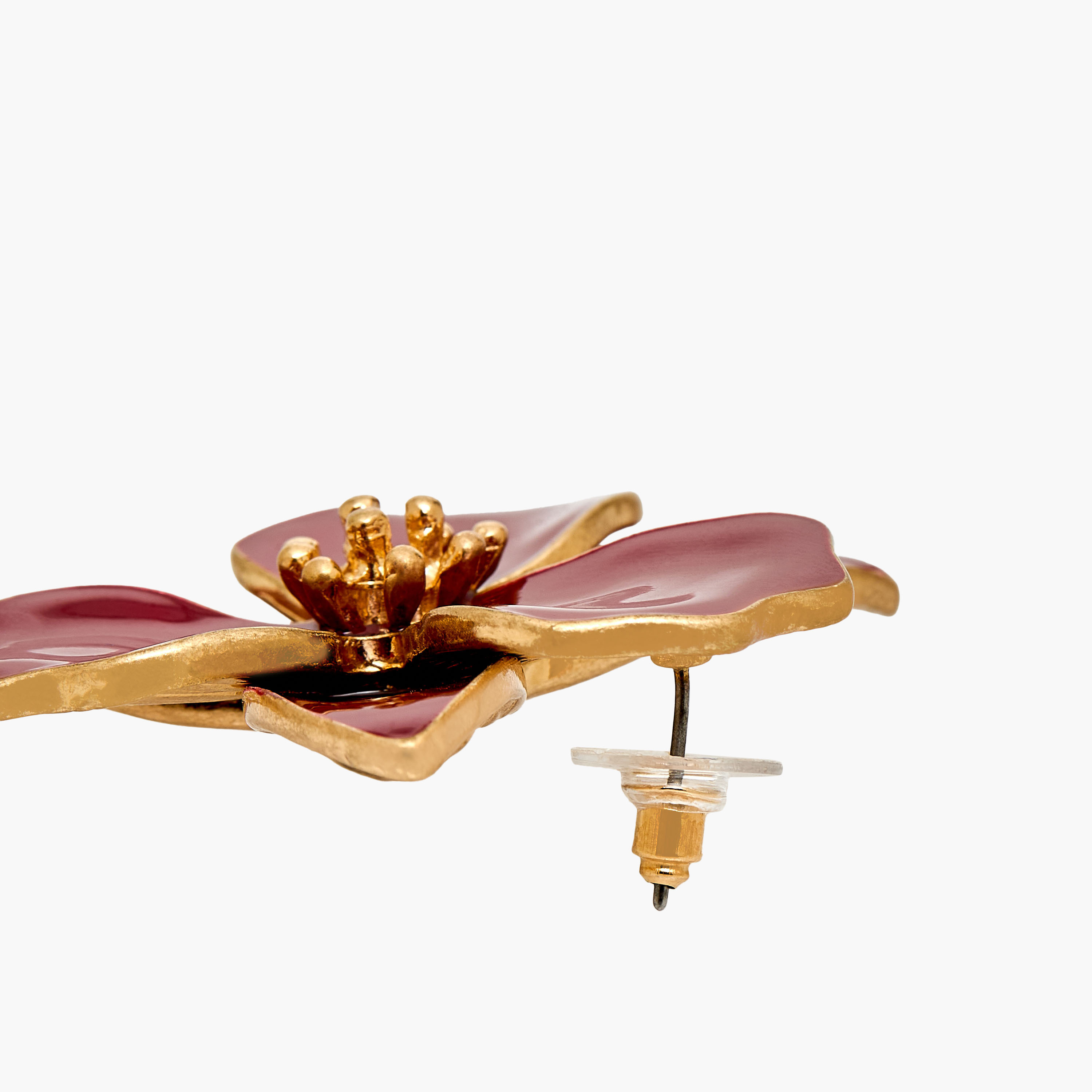 Metallic Enamelled Floral Stud Earrings with Pushback Closure-women-watchesandjewellery-jewellery-earrings-image-5