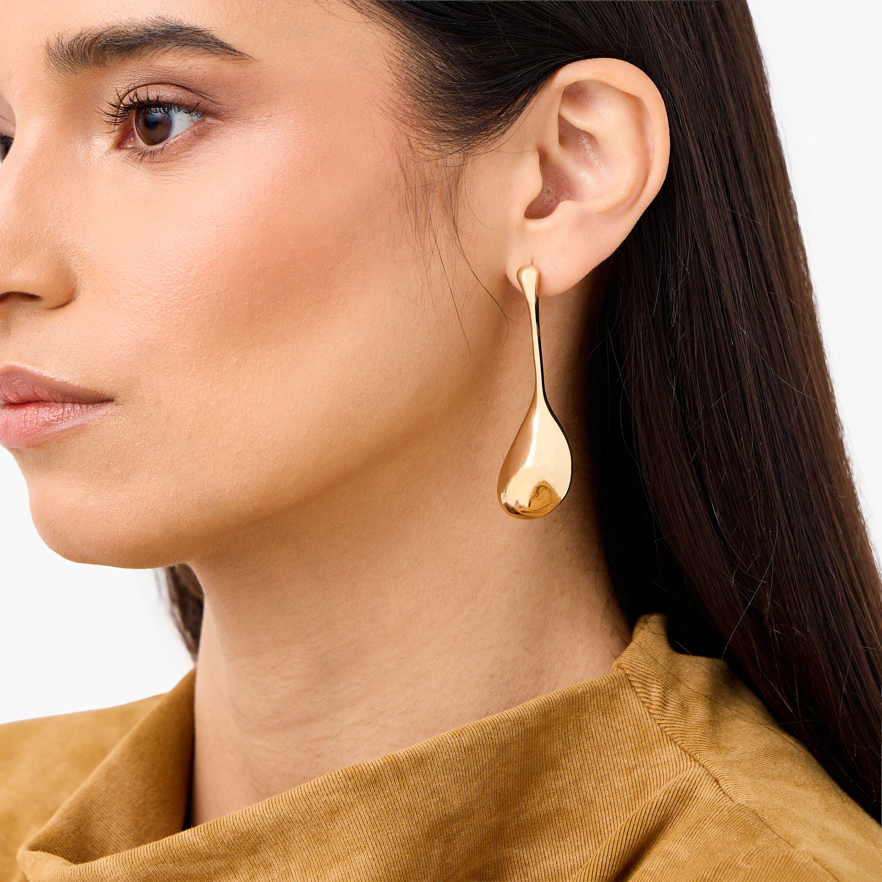 Gold Tone Drop Earrings with Pushback Closure-women-watchesandjewellery-jewellery-earrings-image-2