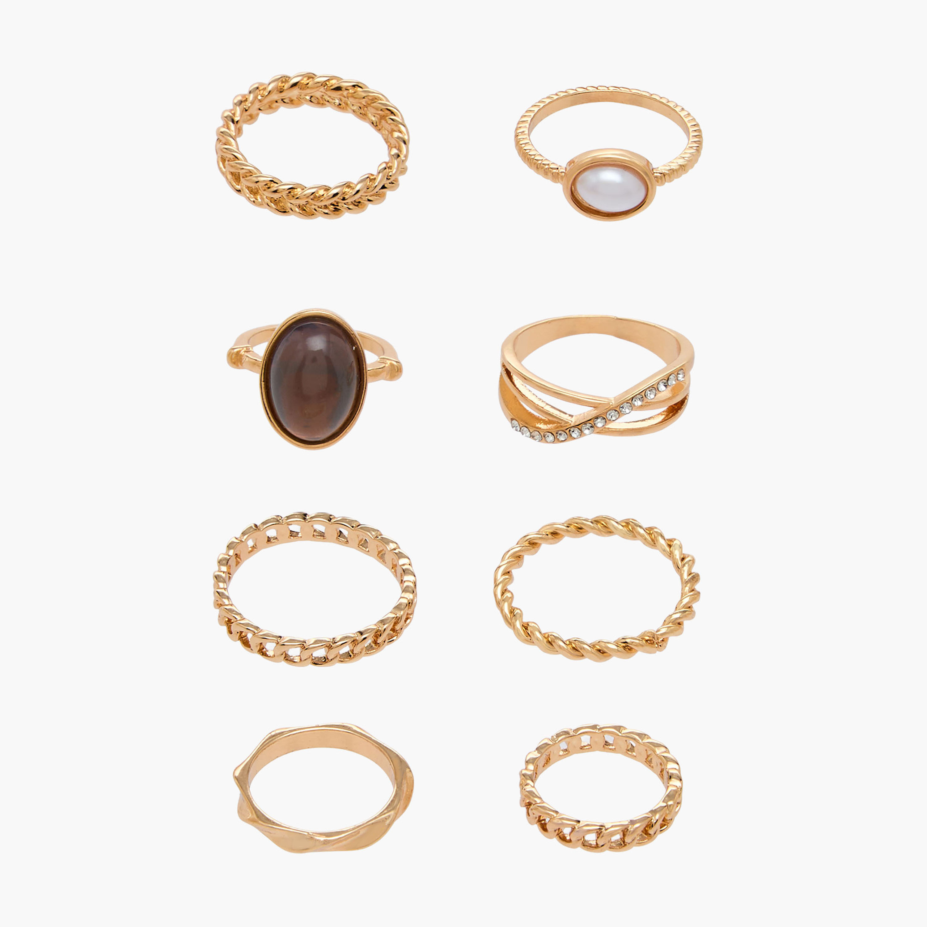 Metallic Resin Ring - Set of 8-women-watchesandjewellery-jewellery-rings-image-1