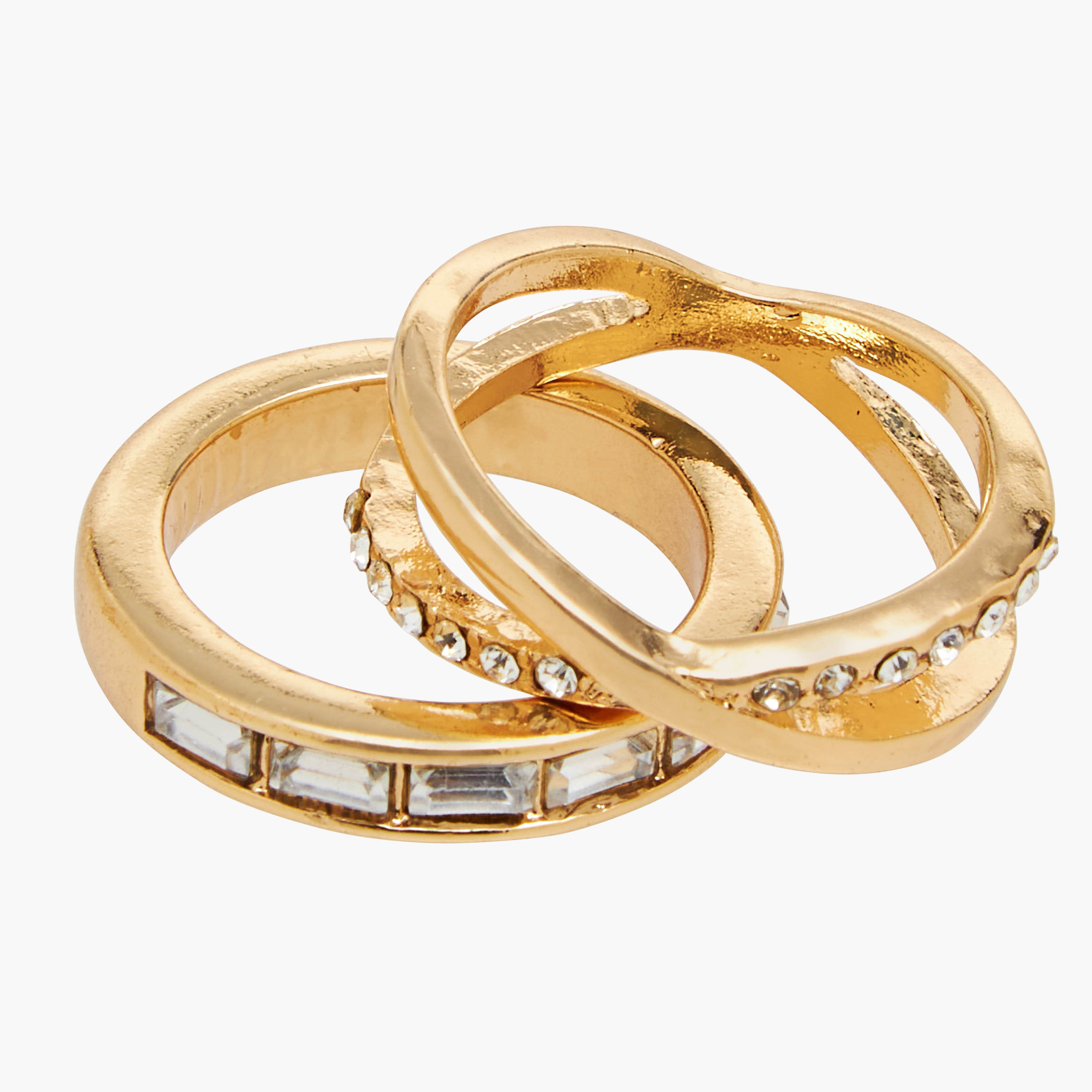 Stackable Gold Tone Ring with Embellished Detail - Set of 9-women-watchesandjewellery-jewellery-rings-image-4