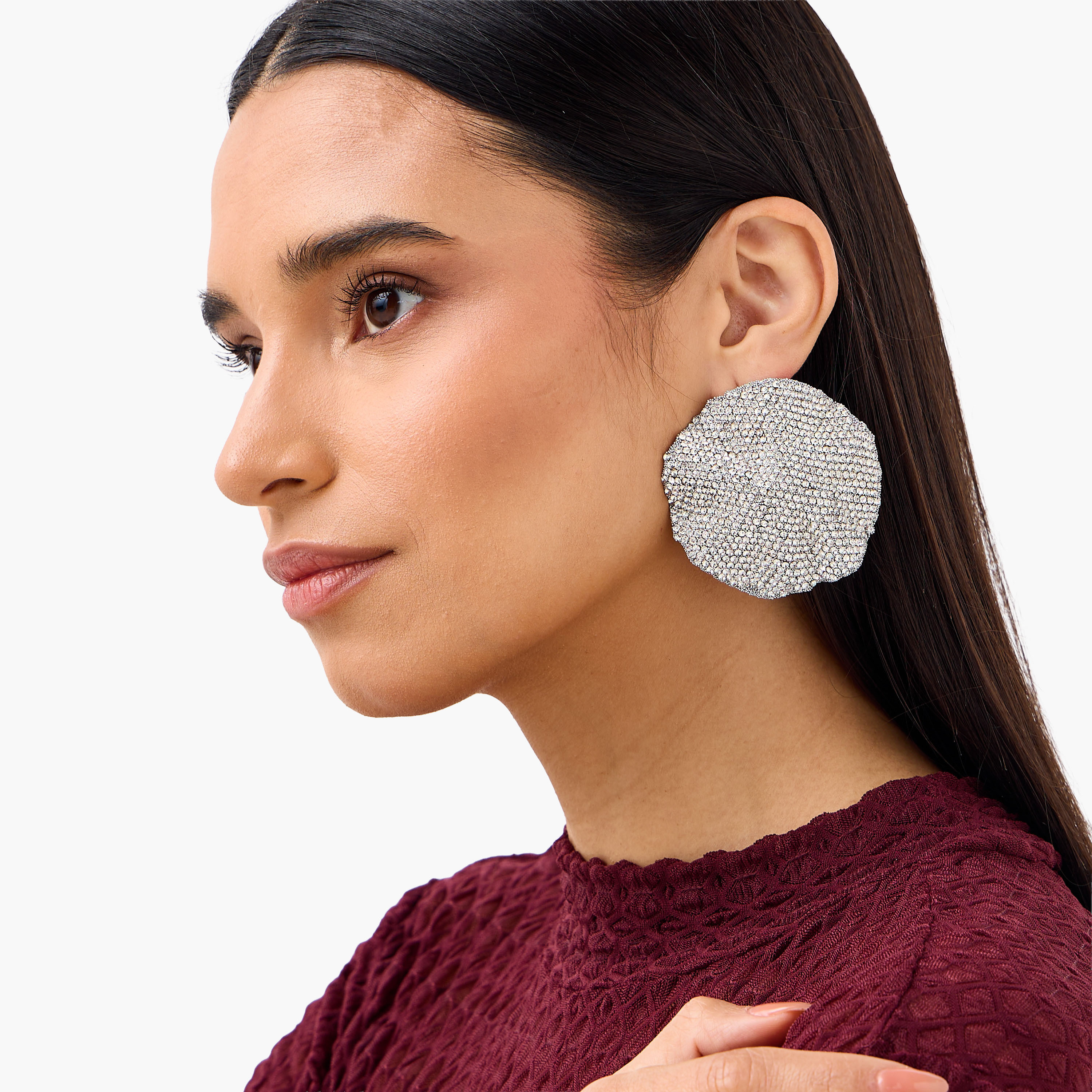 Stone Embellished Stud Earrings with Pushback Closure-women-watchesandjewellery-jewellery-earrings-image-2