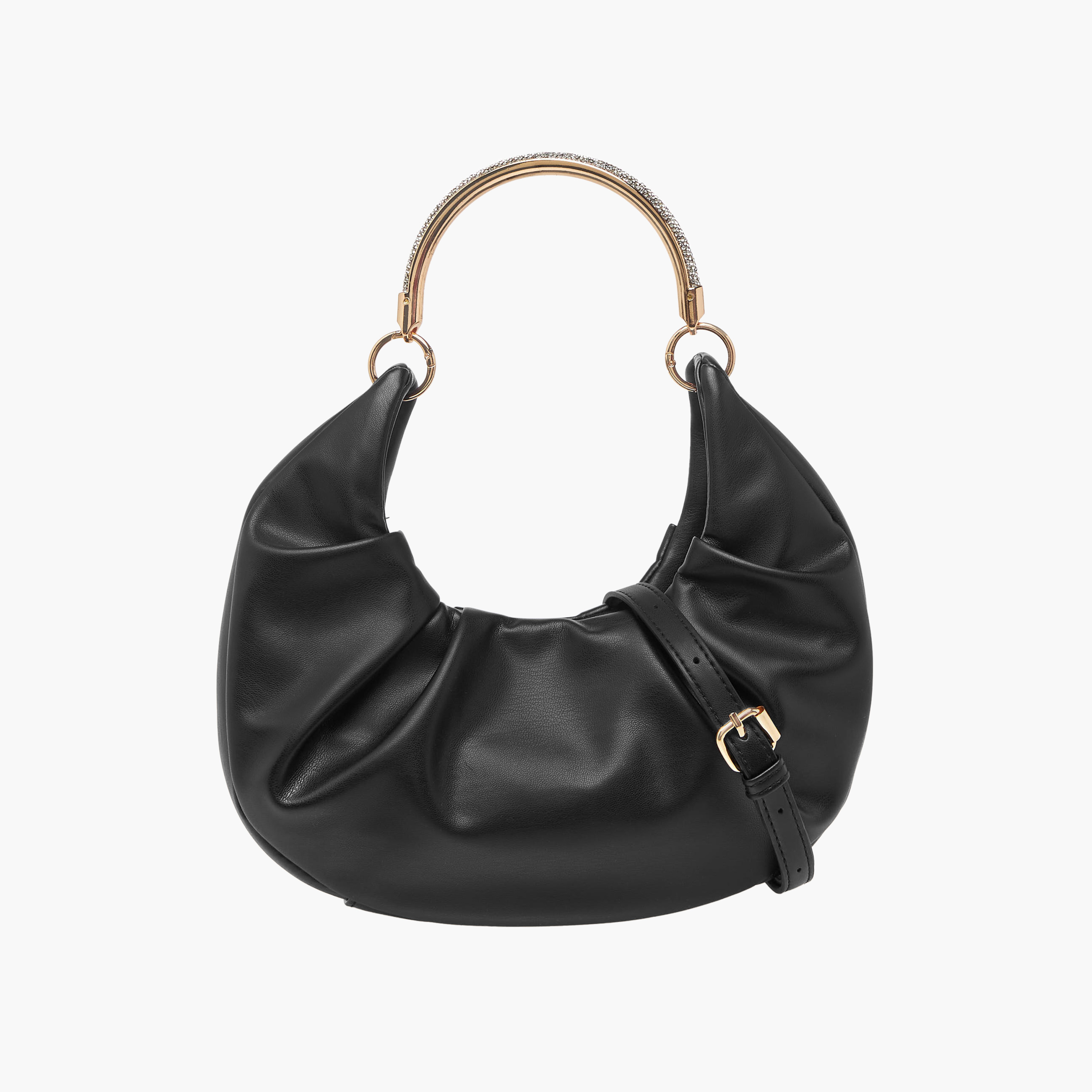 Ruched Hobo Bag with Adjustable Strap-women-bagsandwallets-handbags-image-1