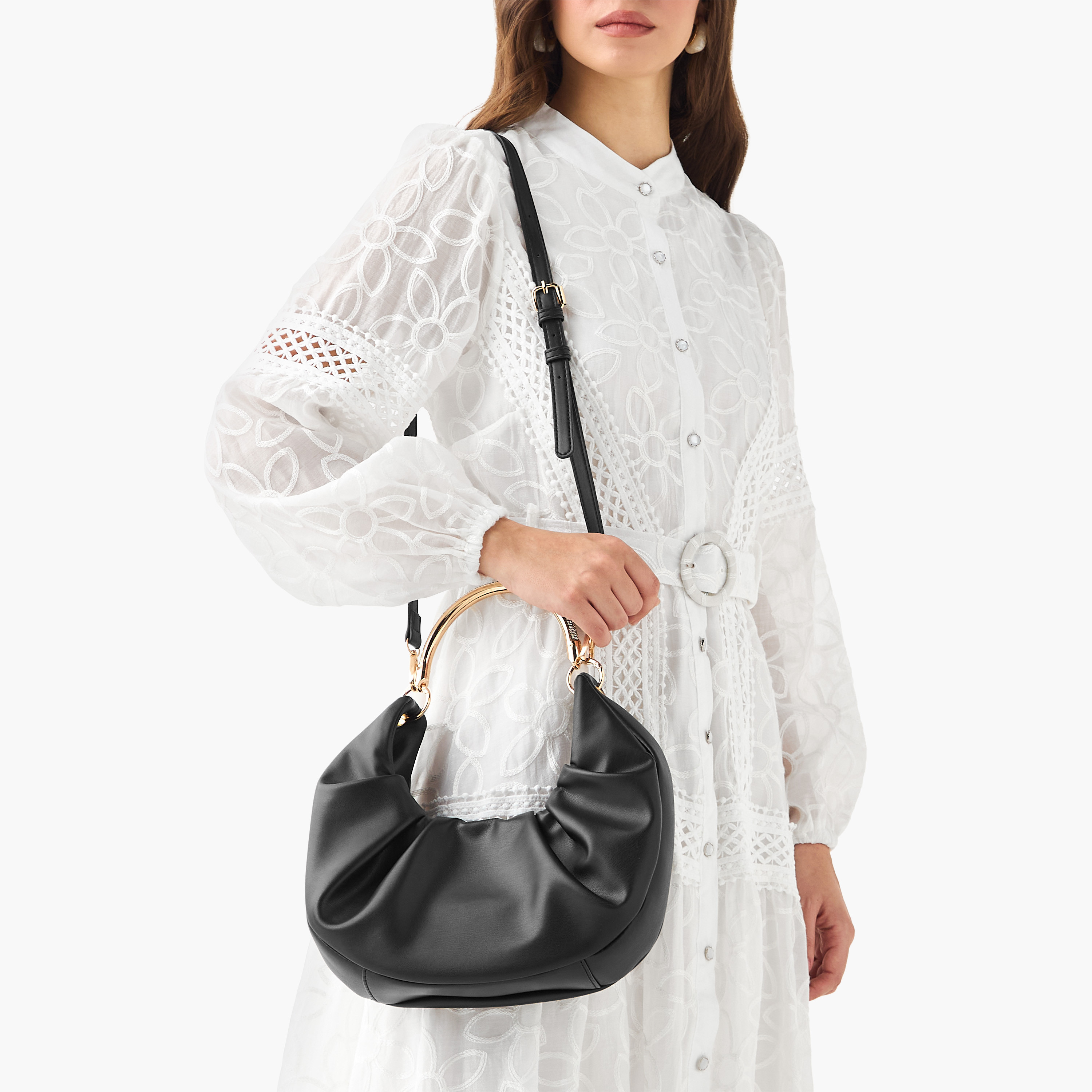 Ruched Hobo Bag with Adjustable Strap-women-bagsandwallets-handbags-image-8