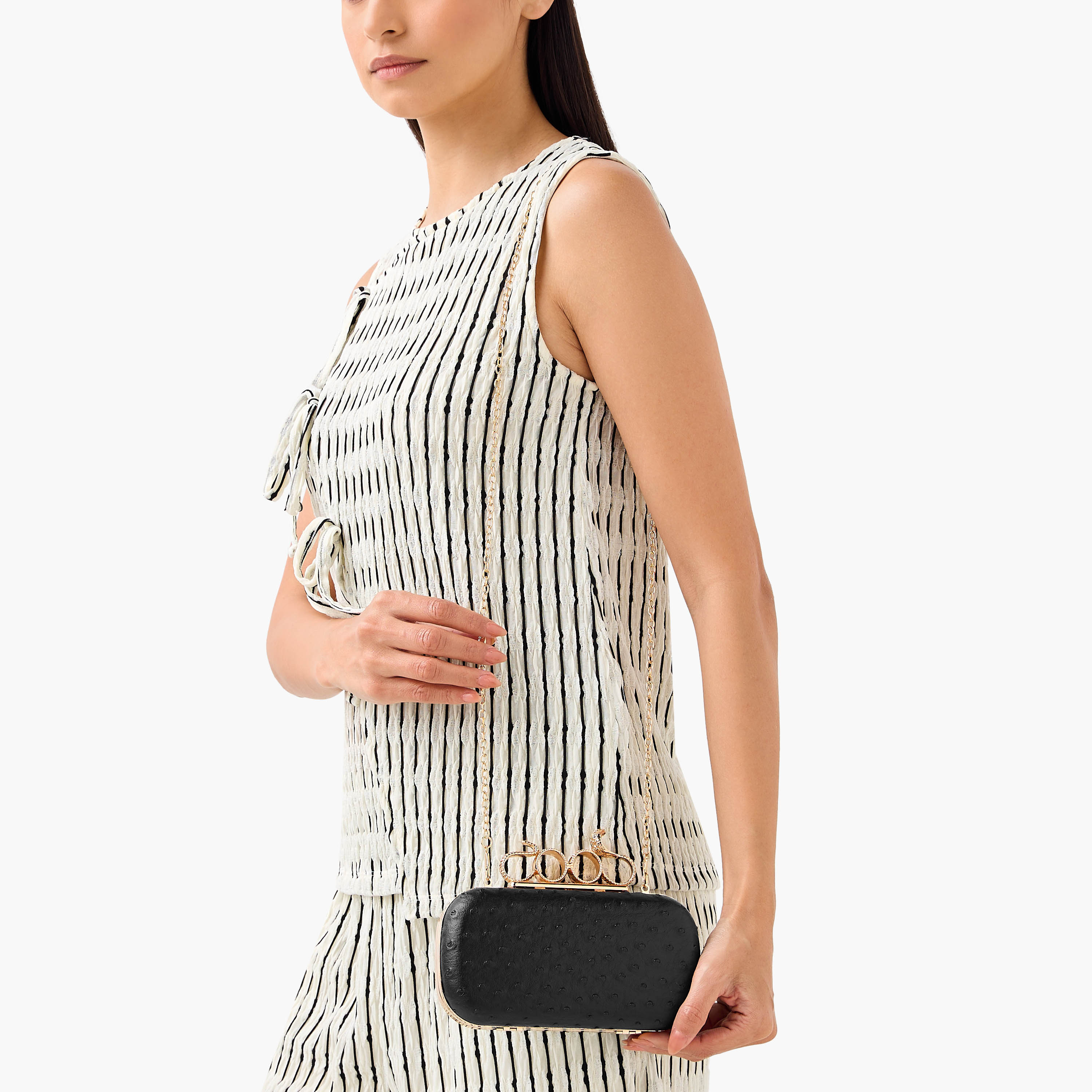 Textured Clutch with Detachable Chain Strap-women-bagsandwallets-handbags-image-2