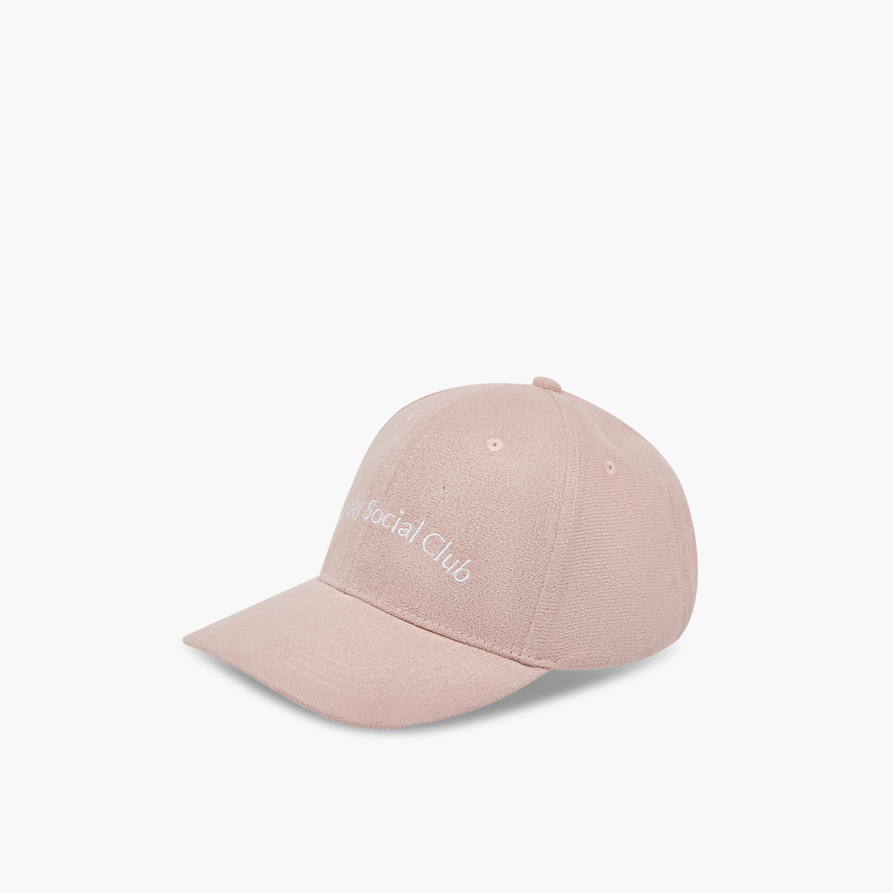 Slogan Embroidered Suede Cap with Buckled Strap Closure-women-clothingaccessories-capsandhats-image-3