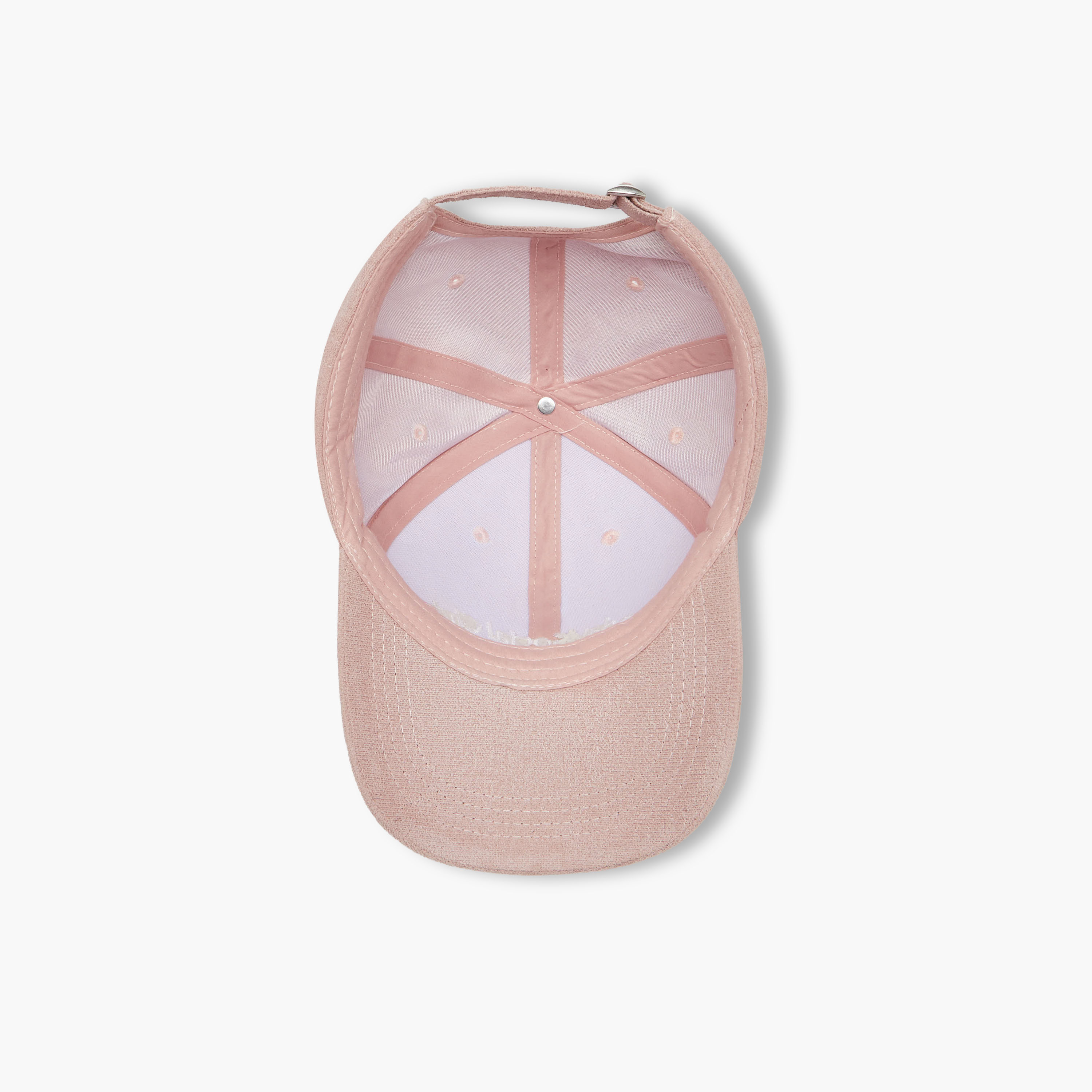 Slogan Embroidered Suede Cap with Buckled Strap Closure-women-clothingaccessories-capsandhats-image-8